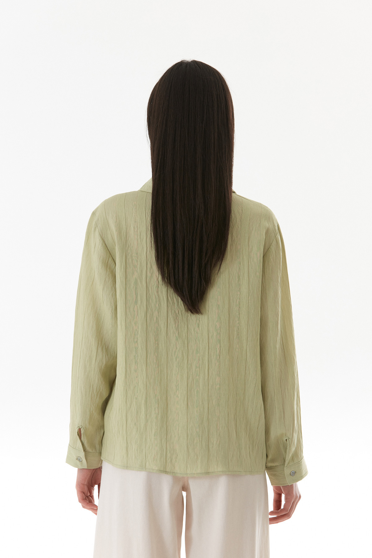 Fullamoda  Önü Bağlamalı Düğmeli Salaş Gömlek - Görsel 6