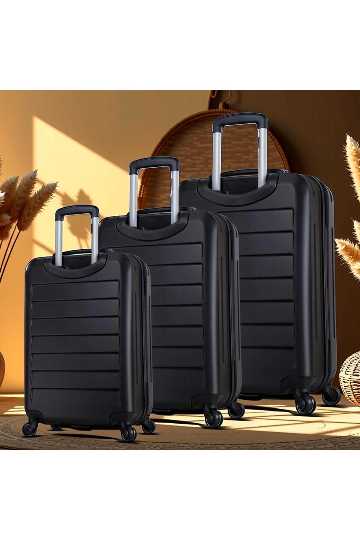 My Valice  Ruby Abs Kabin Orta Ve Büyük Boy Siyah 3'lü Valiz Seti - Görsel 3