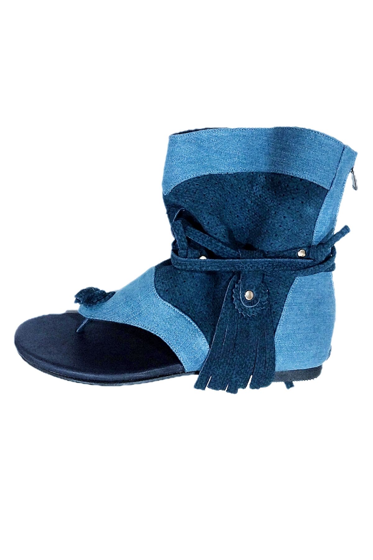 MaisonStanbul Kot & Süet Boho Sandalet