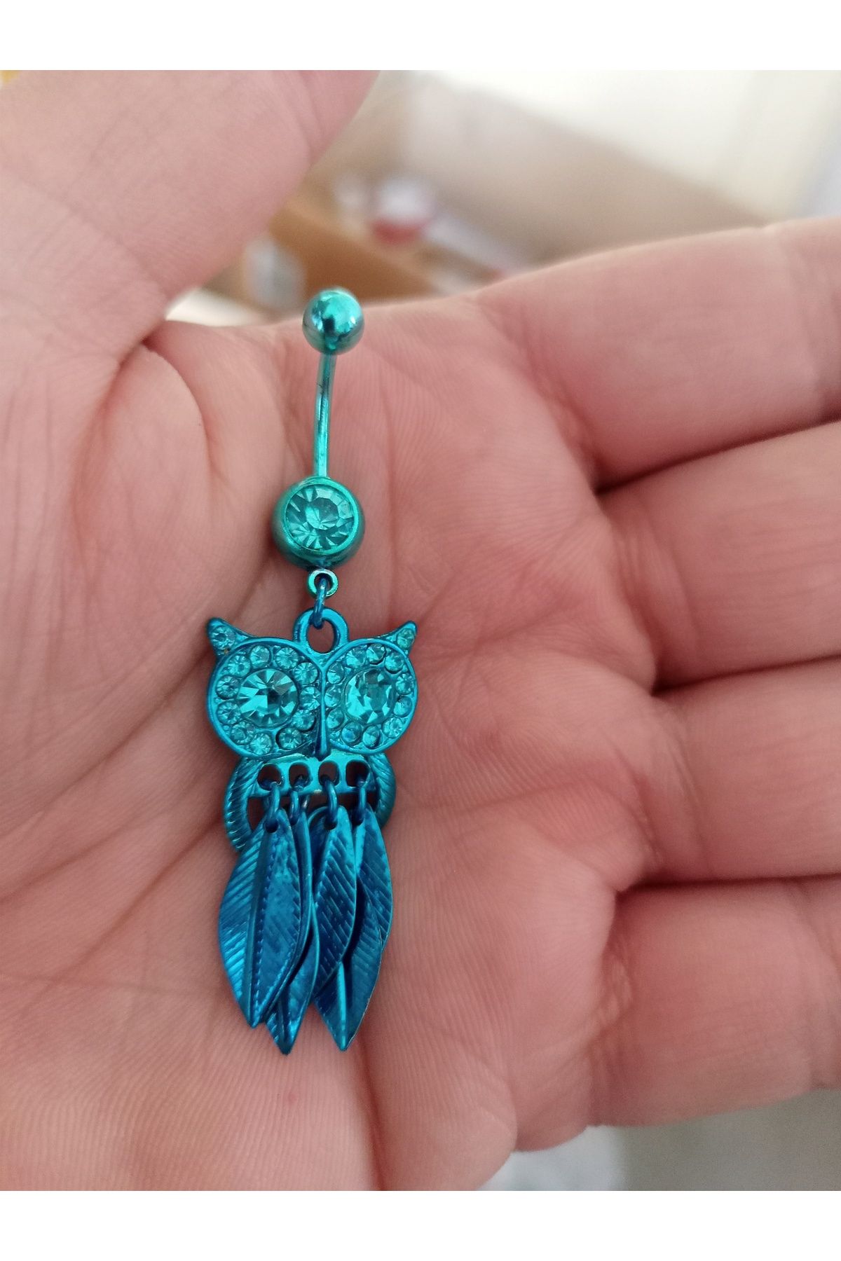 BUĞLEM Göbek Piercing Cerrahi Çelik 316L Gümüş Renk Paslanmaz Kararmaz Baykuş