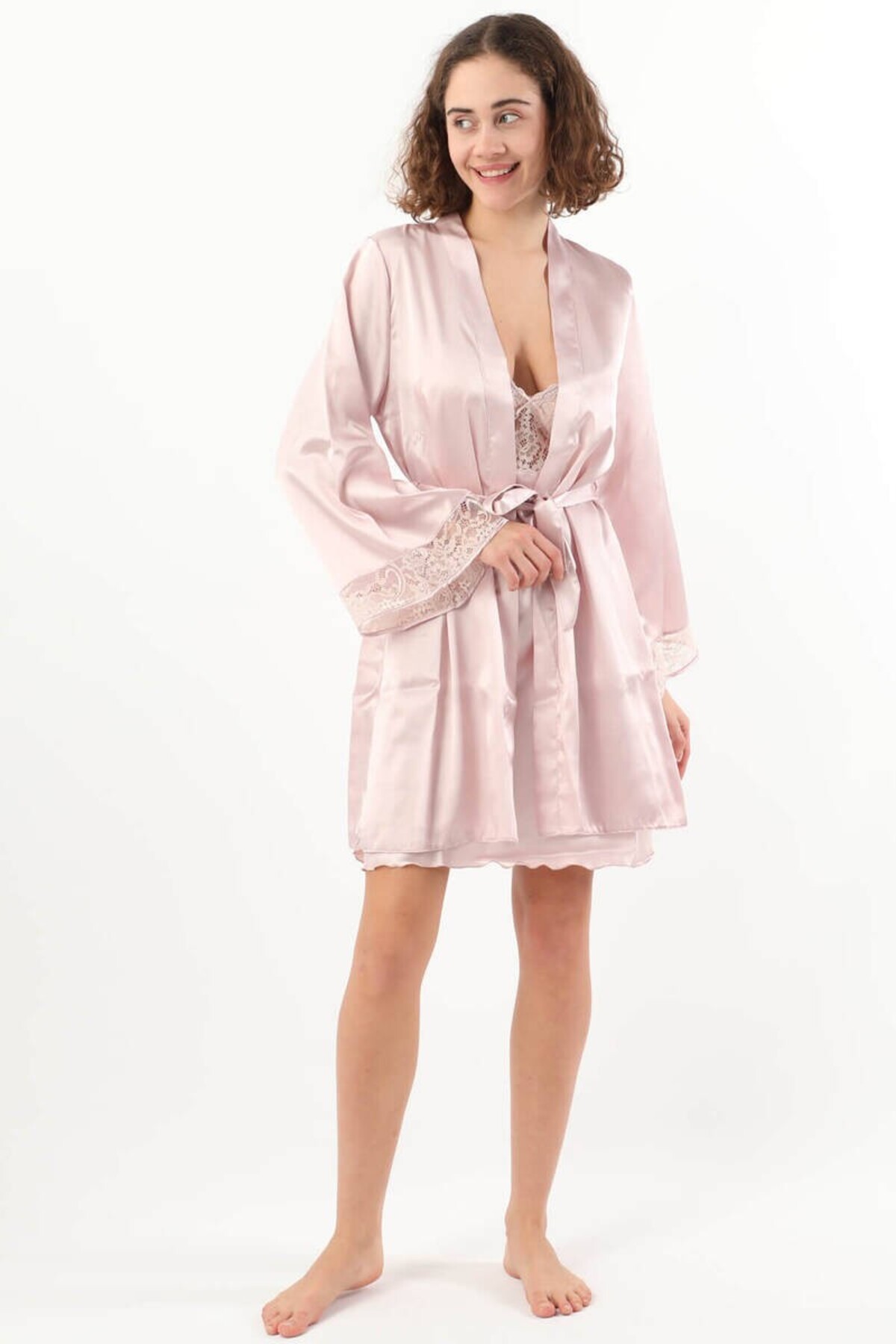 Pierre Cardin Kadın Saten Gecelik Sabahlık Takım