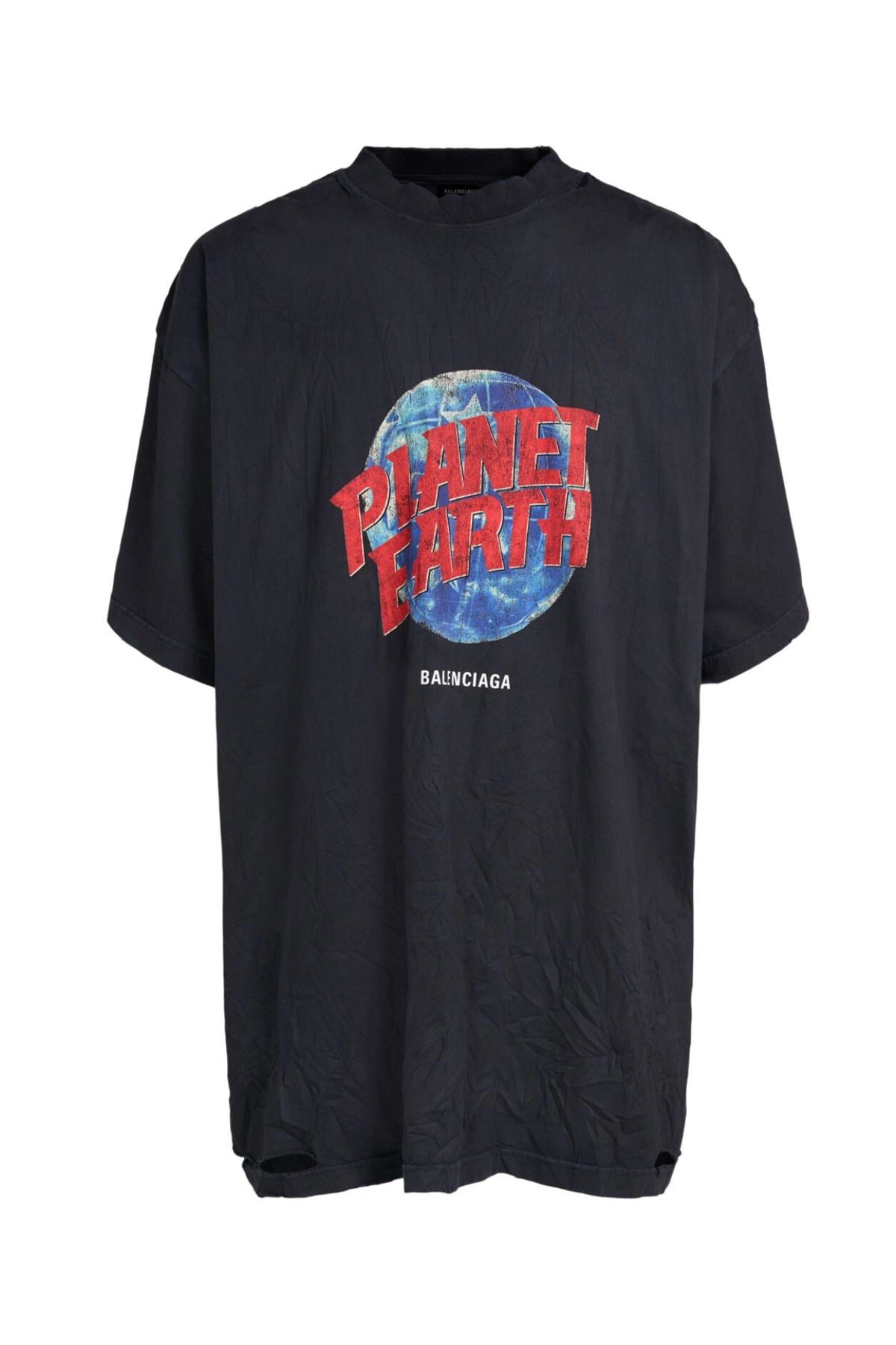 BrandsBoutique BB Planet Earth Oversize Fit Siyah Crinkled Tshirt