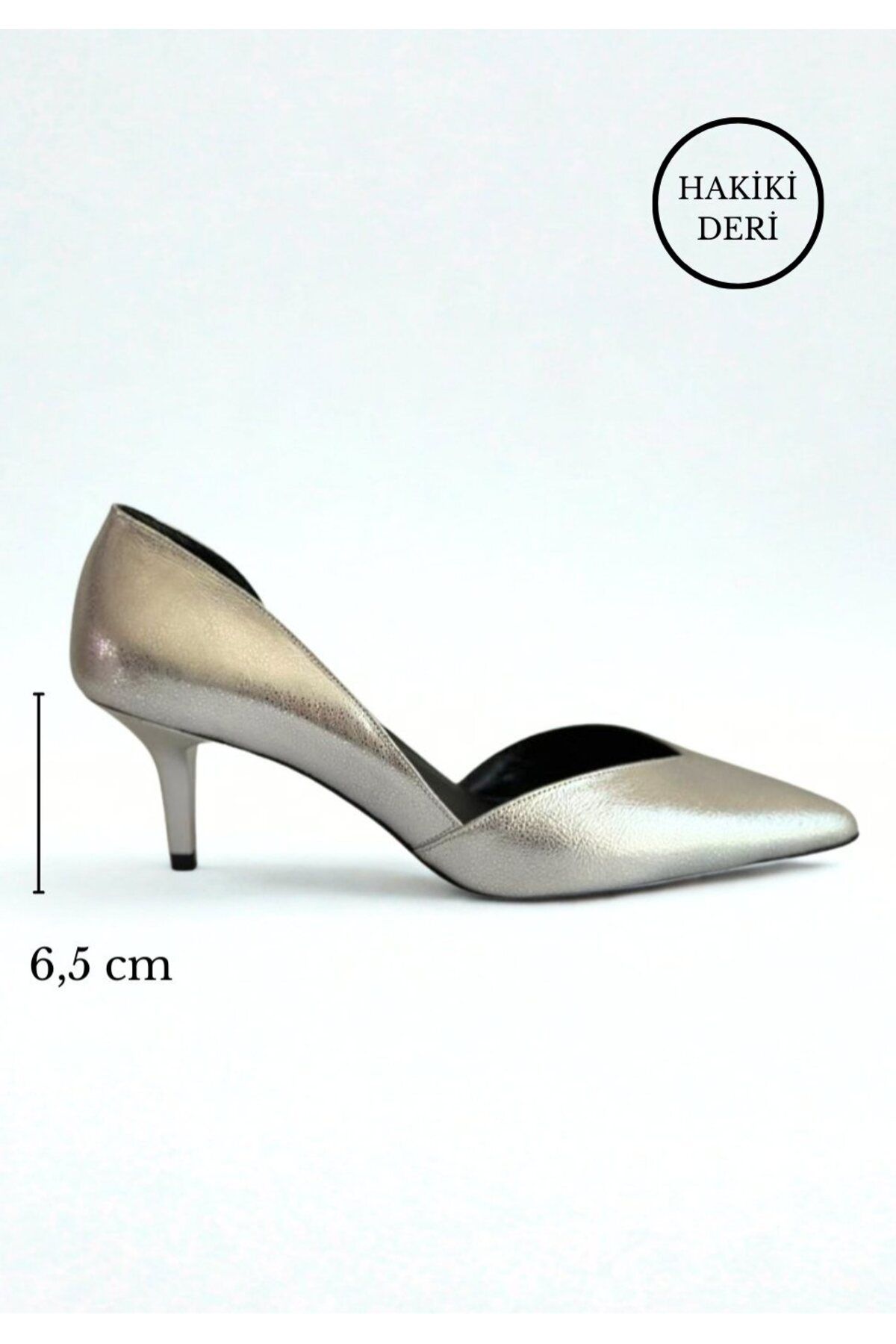 MY MADRE LEATHER SHOES Gümüş Parlak Hakiki Deri Kapalı Alçak Topuklu Ayakkabı