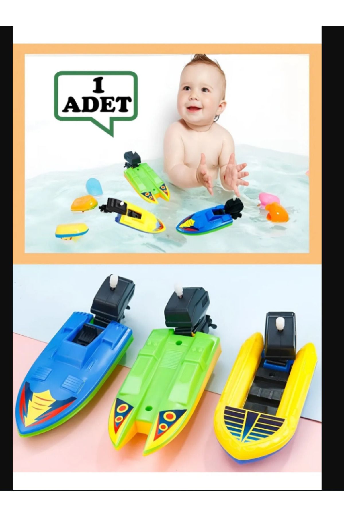 Ax Axentia 1 Adet Oyuncak Suda Yüzen Kurmalı Tekne Bot Banyo Havuz Deniz Oyuncağı