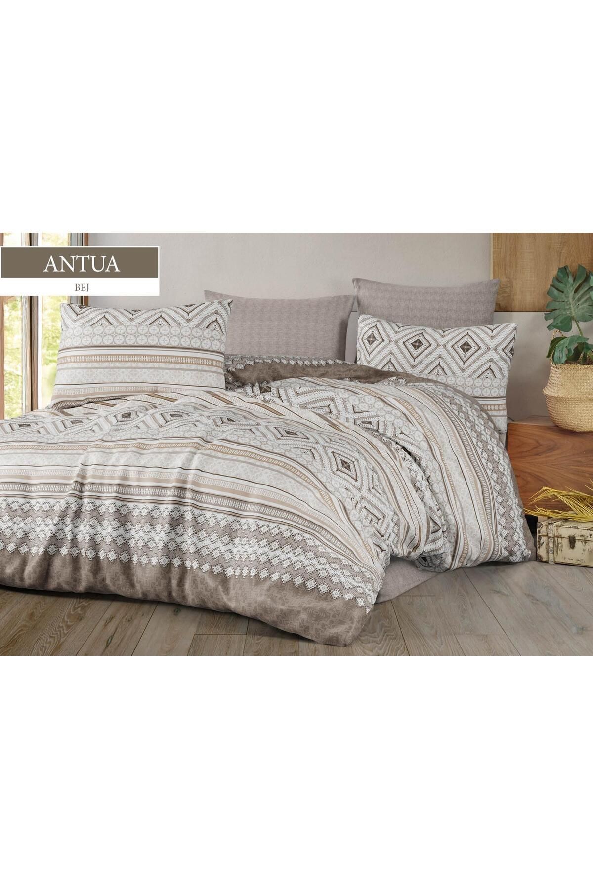 JOLLY HOME Bej & Etnik Desenli Çift Kişilik Nevresim Takımı - Modern & Yumuşak Nevresim Seti