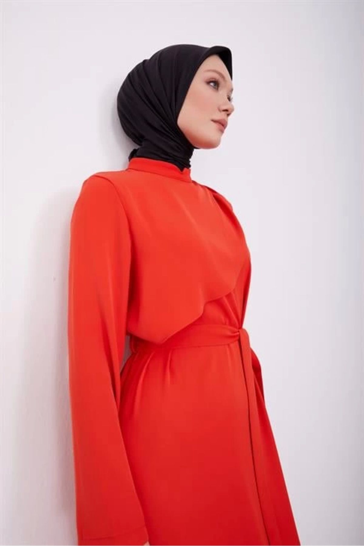 aradimtaradim Armine Aller Detaylı Elbise 23K9725 Kırmızı