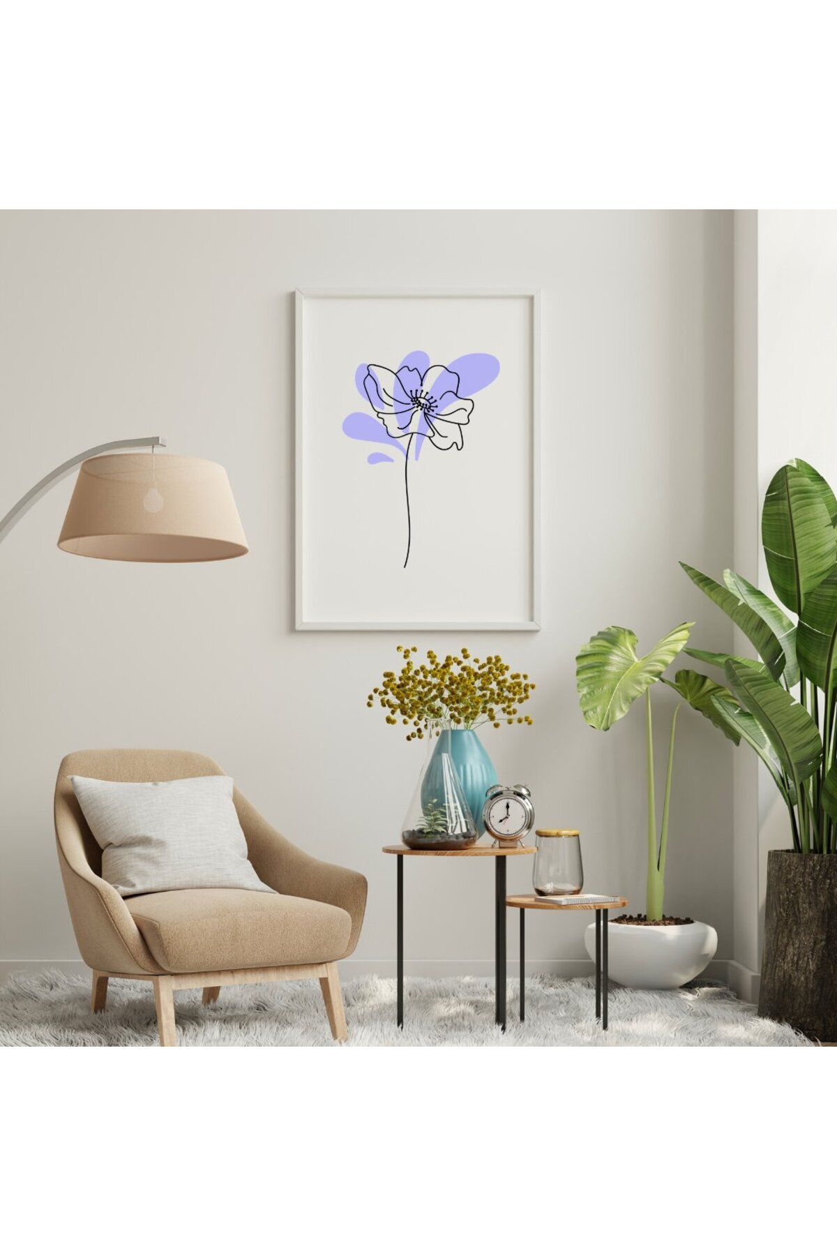 PRYDESIGN Mavinin Büyüsü Picasso Duvar Tablosu Çerçeveli 3'lü Set