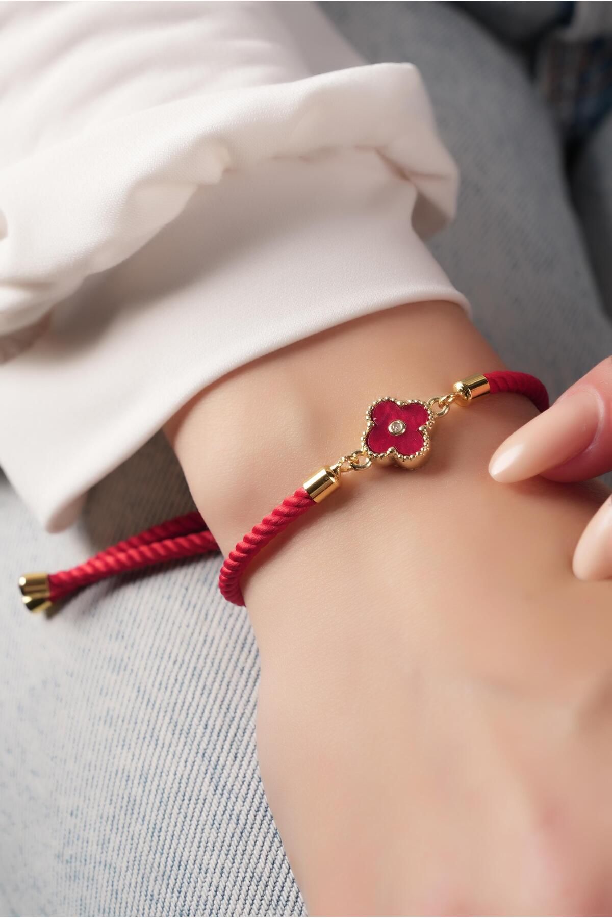 Çlk Accessories Premium Asansörlü Mineli Yonca İp Bileklik 70891