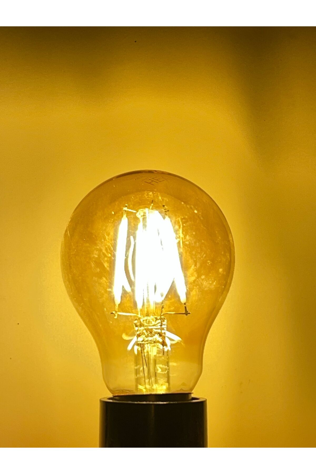 Heka A60 Filament Edison Tip Rustik E-27 Amber Cam SARI Işık Dimmerli 4 Watt 2200 Kelvin Led Ampul