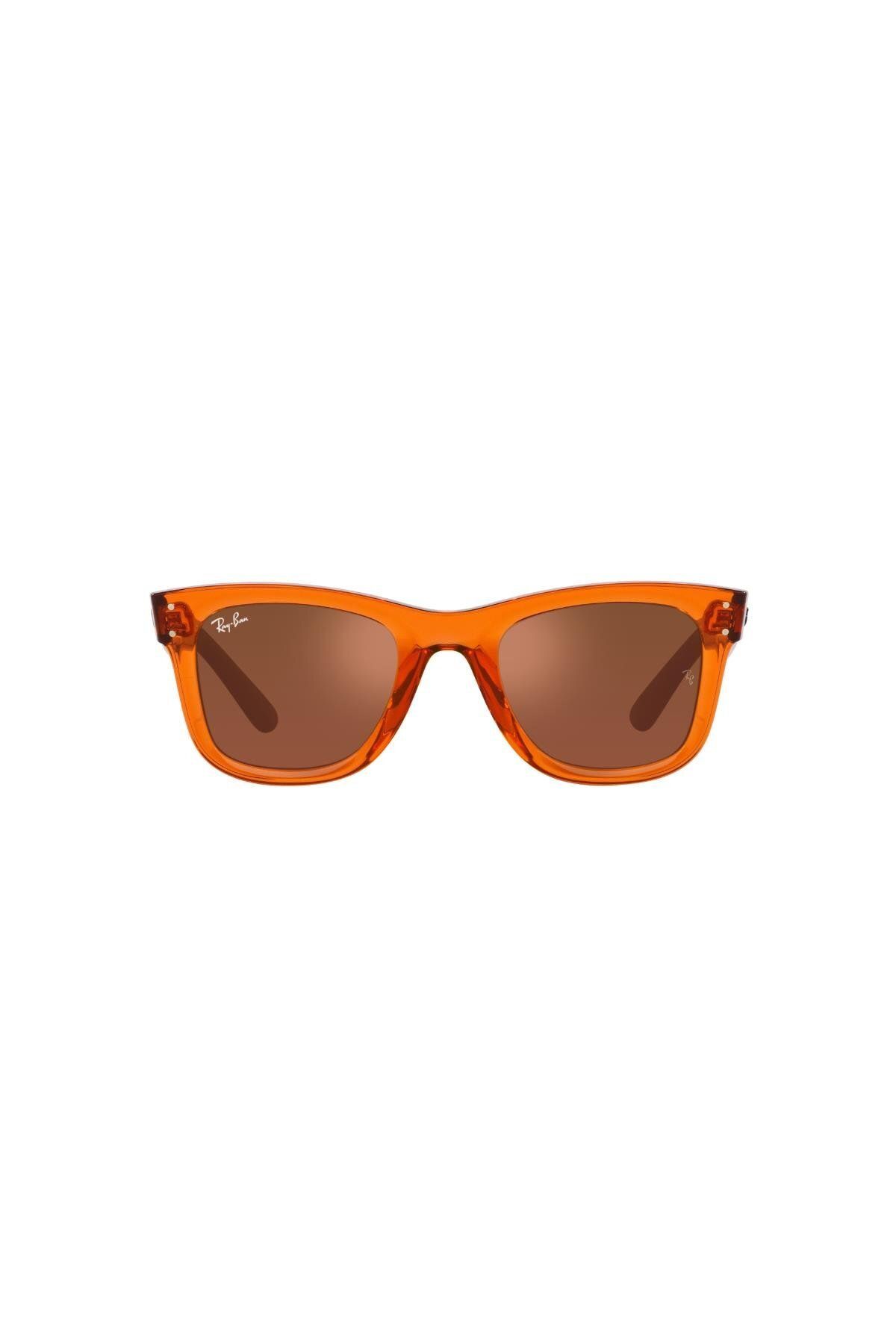 Ray-Ban-نظارة شمسية راي بان للجنسين - مربعة واي فيرير - Rb R0502s - مقاس العدسة: 50 مم - برتقالي شفاف 2