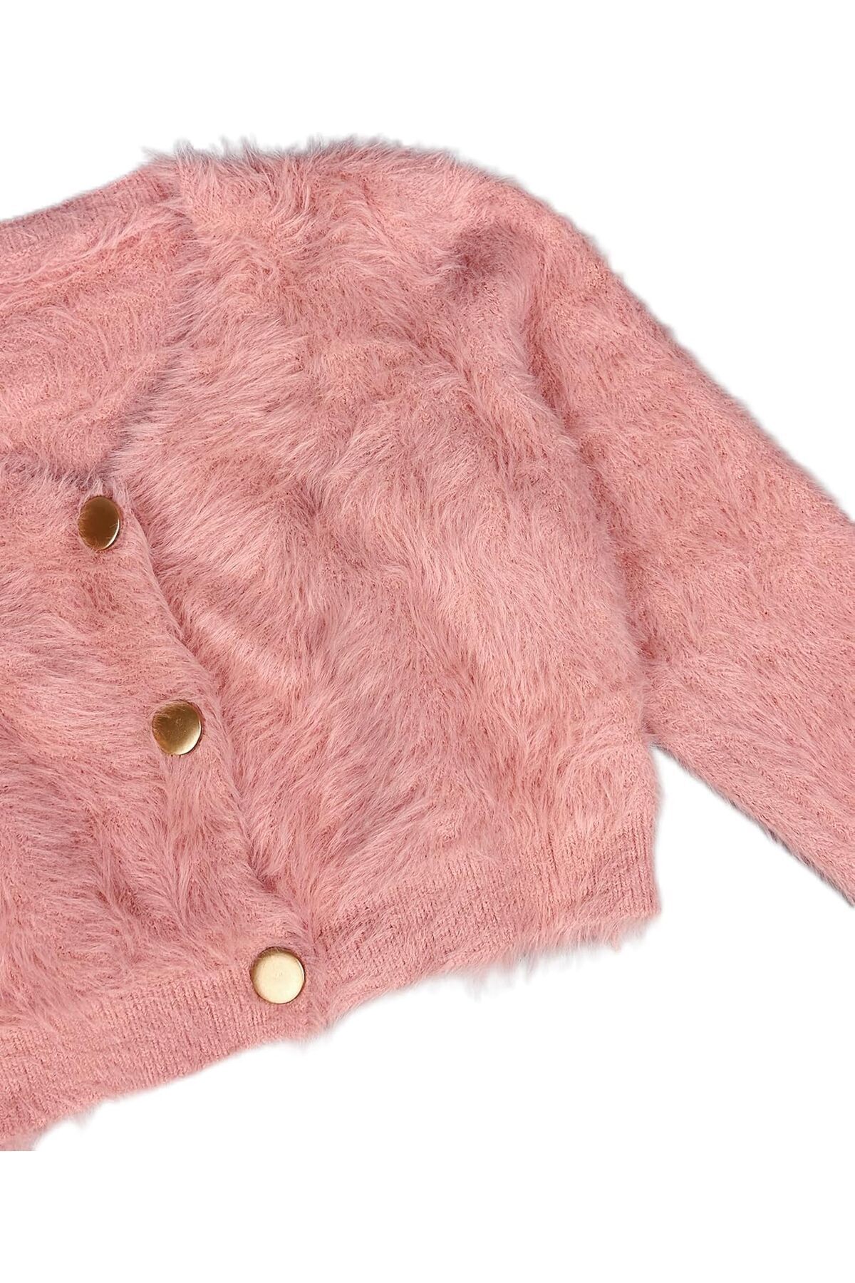 جاكيت وردي قصير من الموهير بأزرار ذهبية لامعة للنساء والفتيات من بونكا