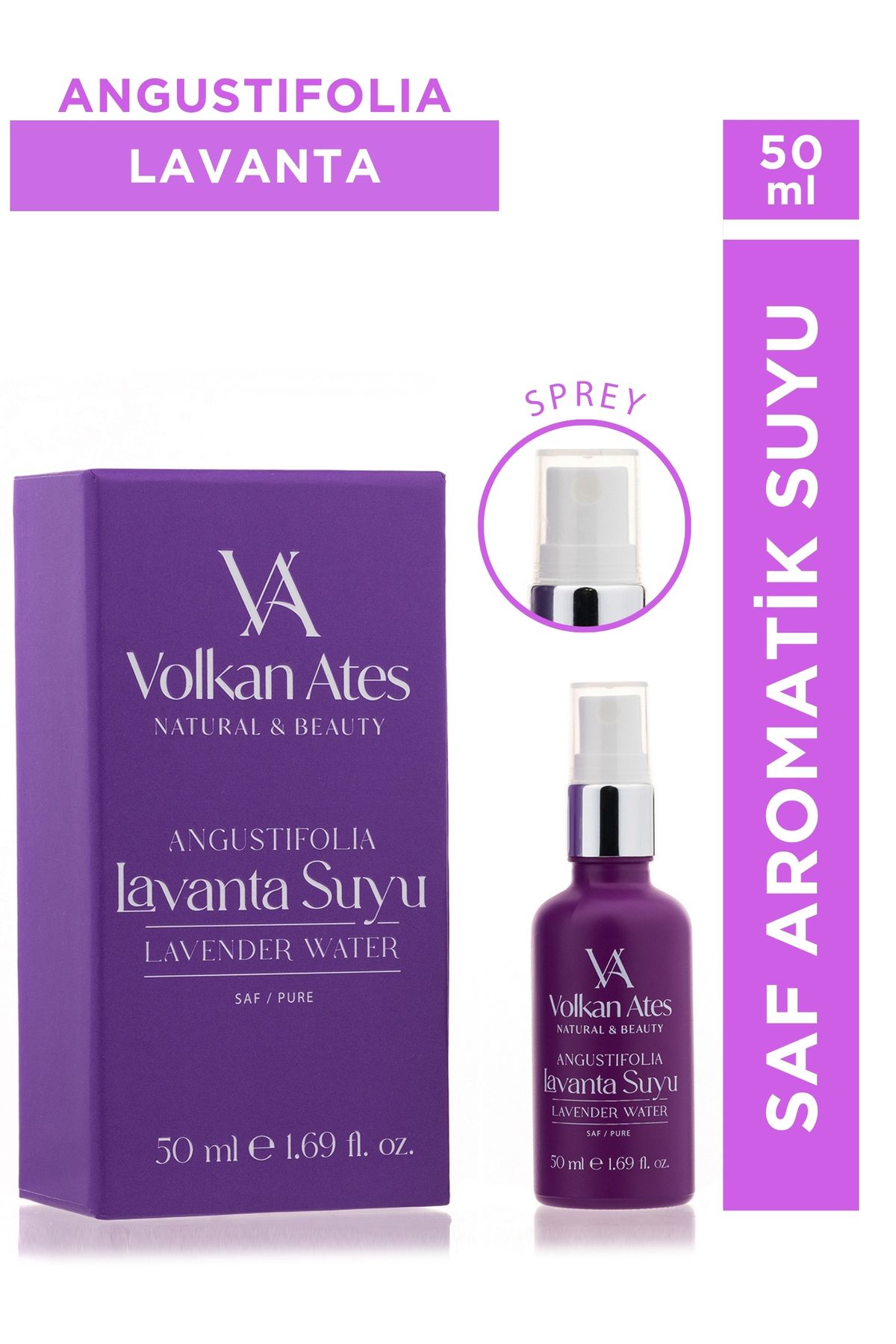 Volkan Ates Natural & Beauty Lavandula Angustifolia Saf Lavanta Suyu Sprey 50 ml