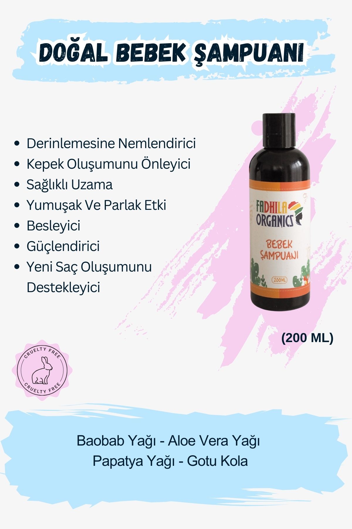 Doğal Bebek Saç ve Vücut şampuanı - Bitki Bazlı içeriği