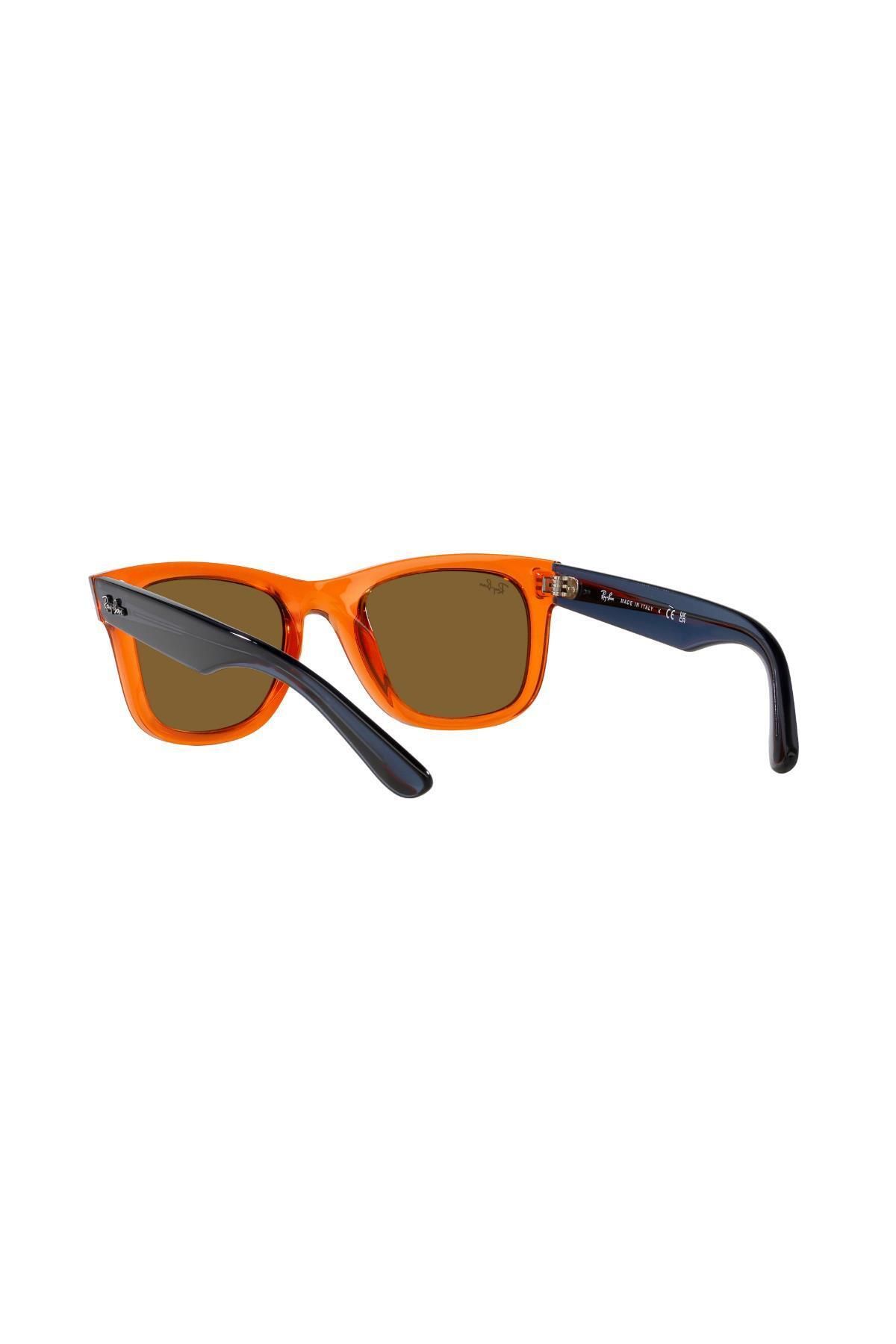 Ray-Ban-نظارة شمسية راي بان للجنسين - مربعة واي فيرير - Rb R0502s - مقاس العدسة: 50 مم - برتقالي شفاف 7