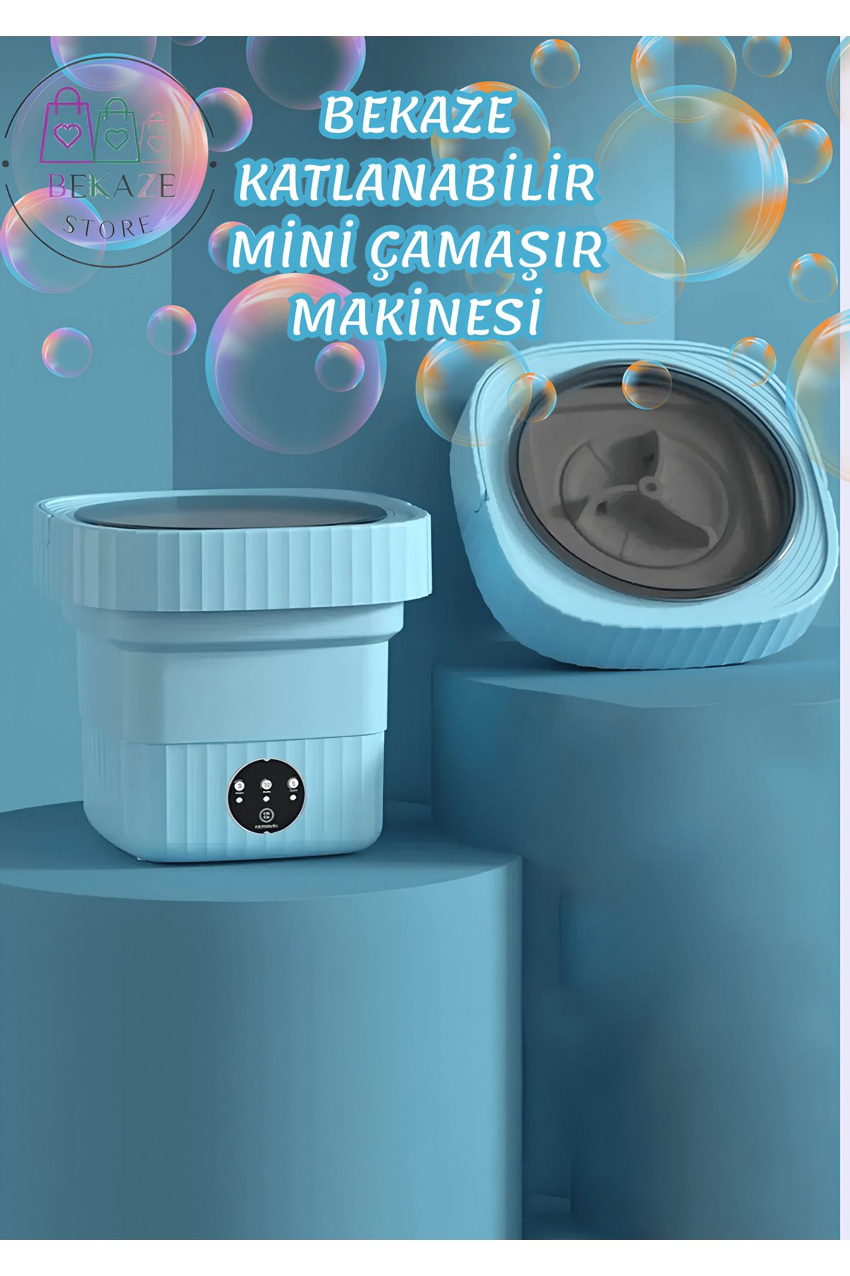 BEKAZE KATLANIR PORTATİF YENİ NESİL MİNİ ÇAMAŞIR MAKİNESİ 8 LT