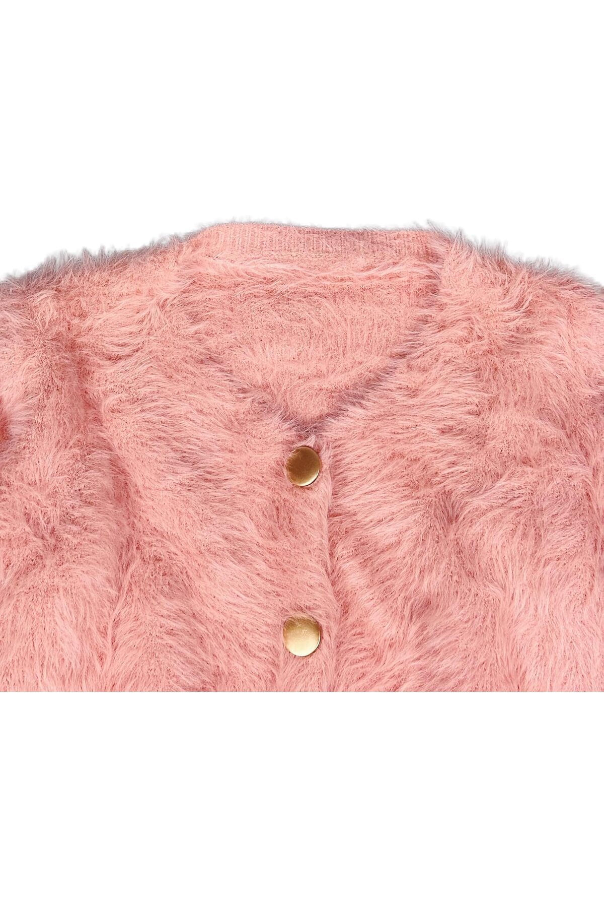 جاكيت وردي قصير من الموهير بأزرار ذهبية لامعة للنساء والفتيات من بونكا