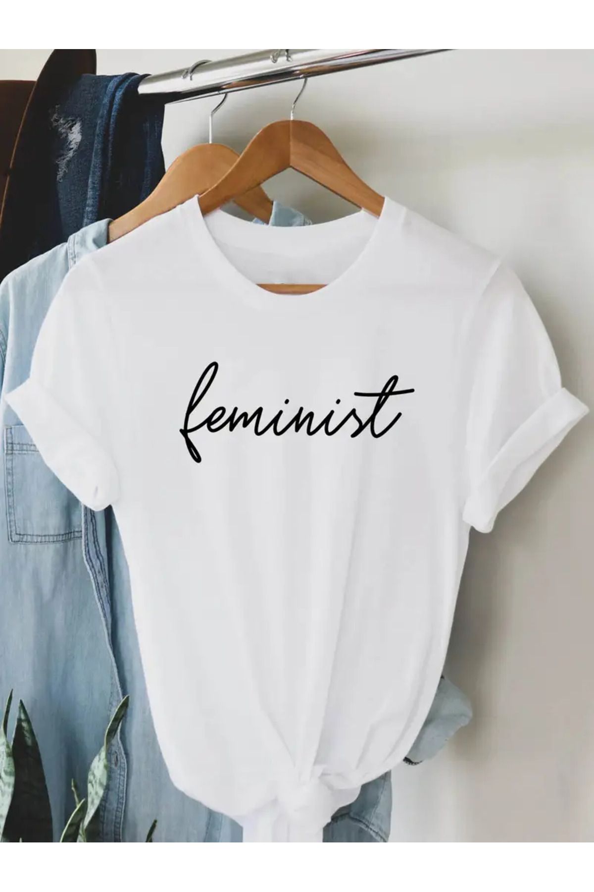 AEMİ Unisex Feminist Baskılı %100 Pamuk Oversize T-shirt