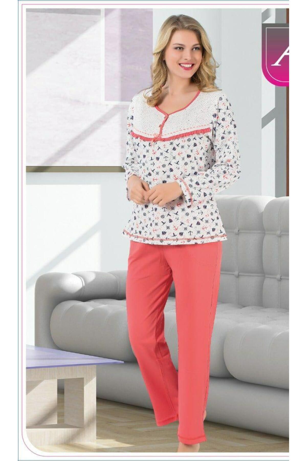 giyoon Kadın Uzun Kollu Desenli Pijama Takımı