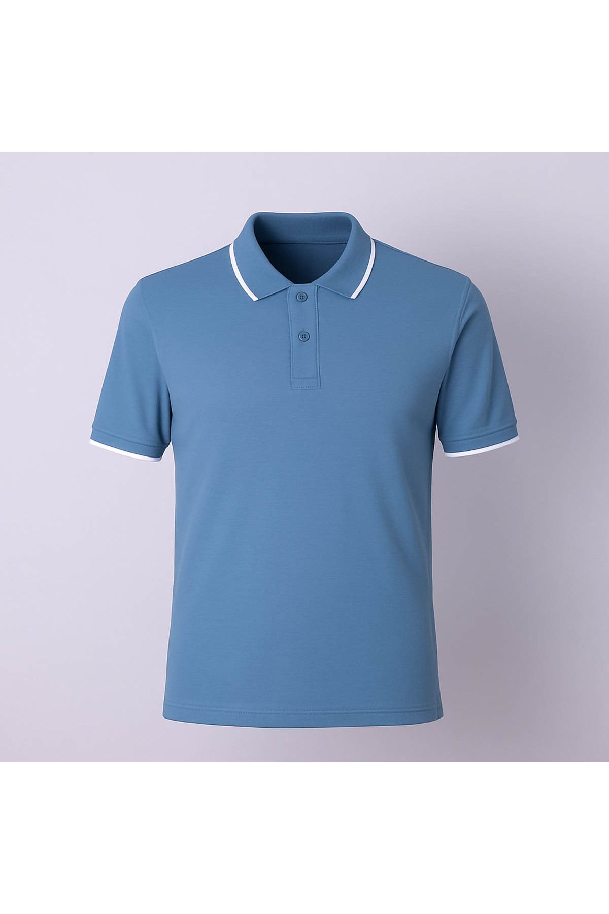 trender Çizgi Yaka Mavi Erkek Polo Yaka T-shirt 2063