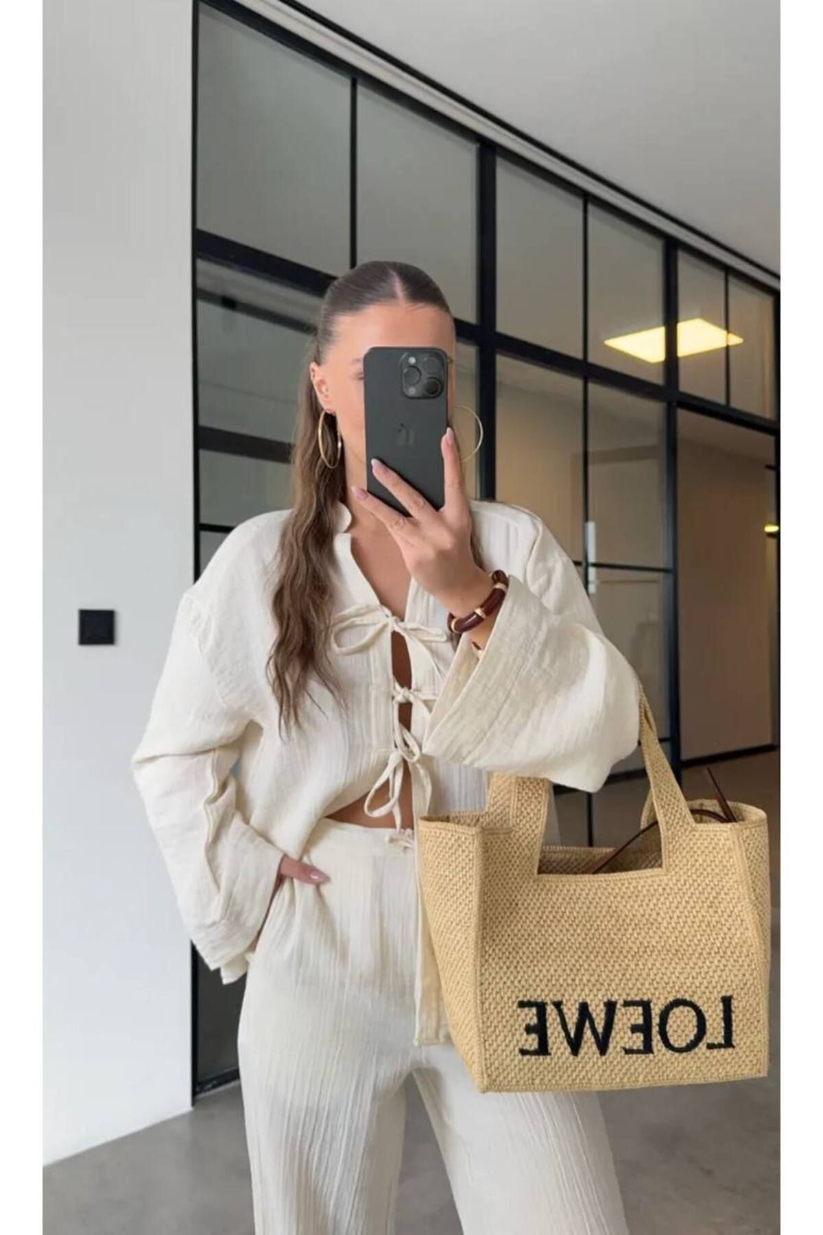 codudem MÜSLİN KUMAŞ YAZLIK BLUZ PANTOLON TAKIM