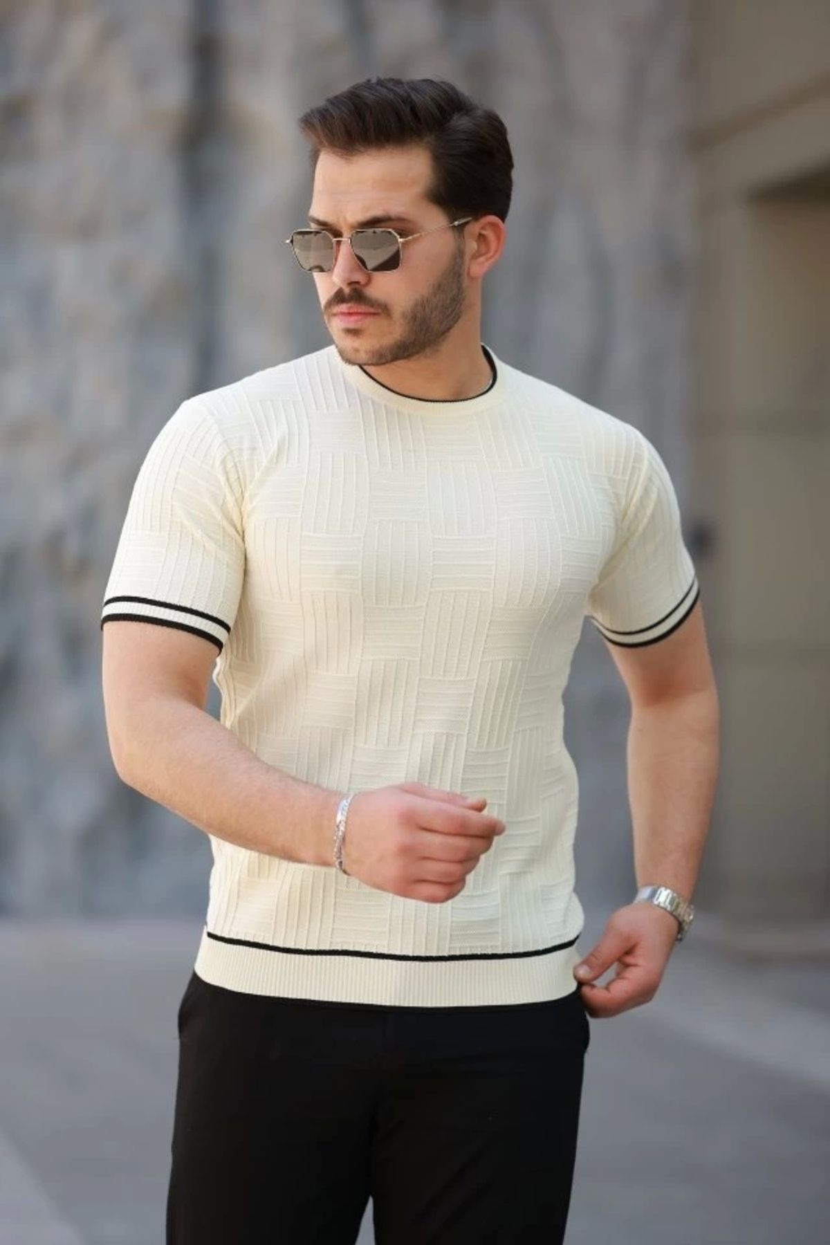 Kaplan Erkek Jakarlı Ribanalı Kısa Kollu T-shirt