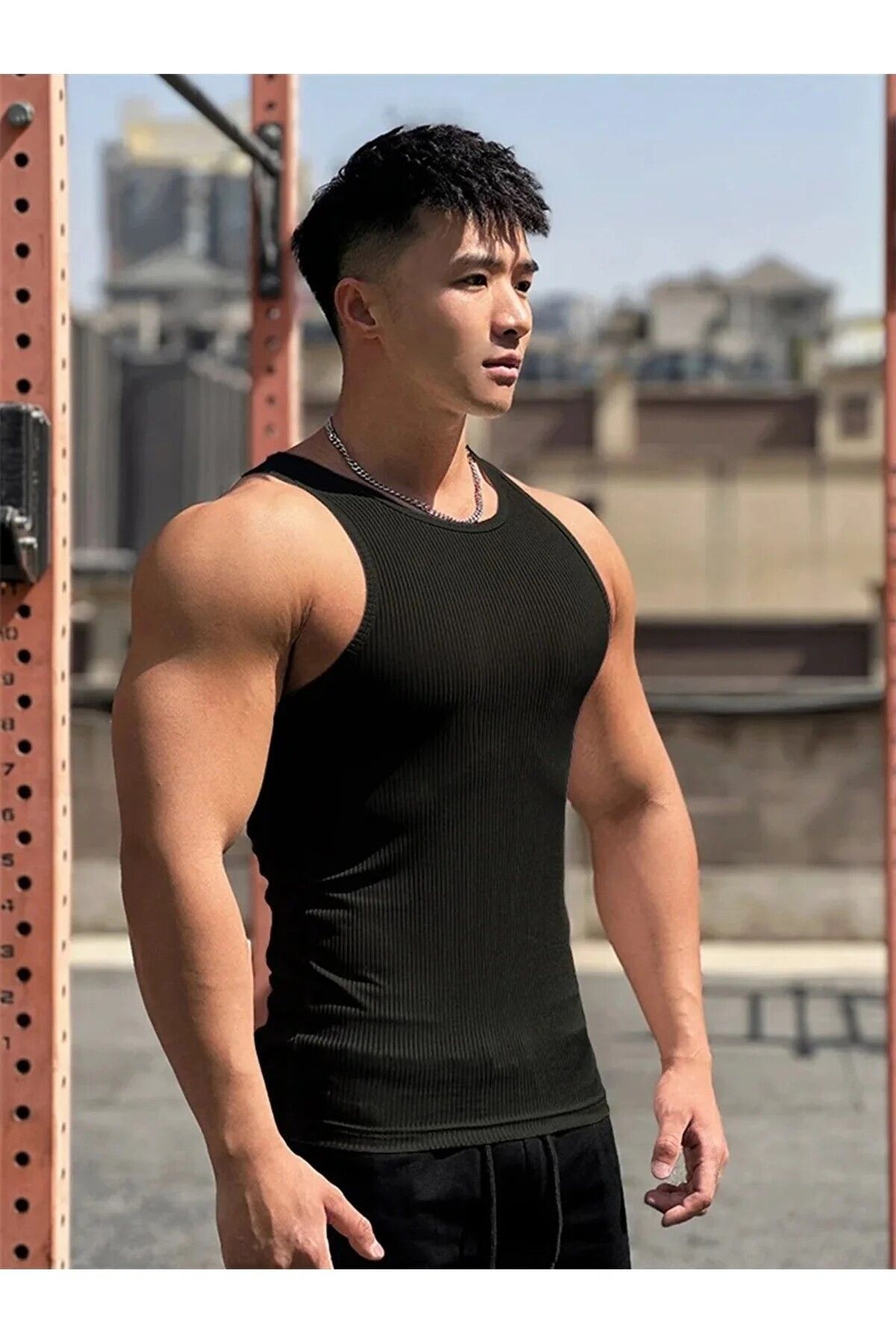 Rublays Erkek Halter Yaka Sporcu Likralı Atlet