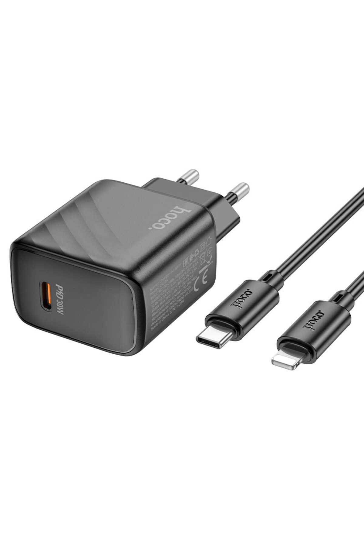 REDz Accessories-Set încărcător pentru iPhone, cablu adaptor Lightning Hoco cs22a 1 m, încărcare rapidă PD30w, negru 6