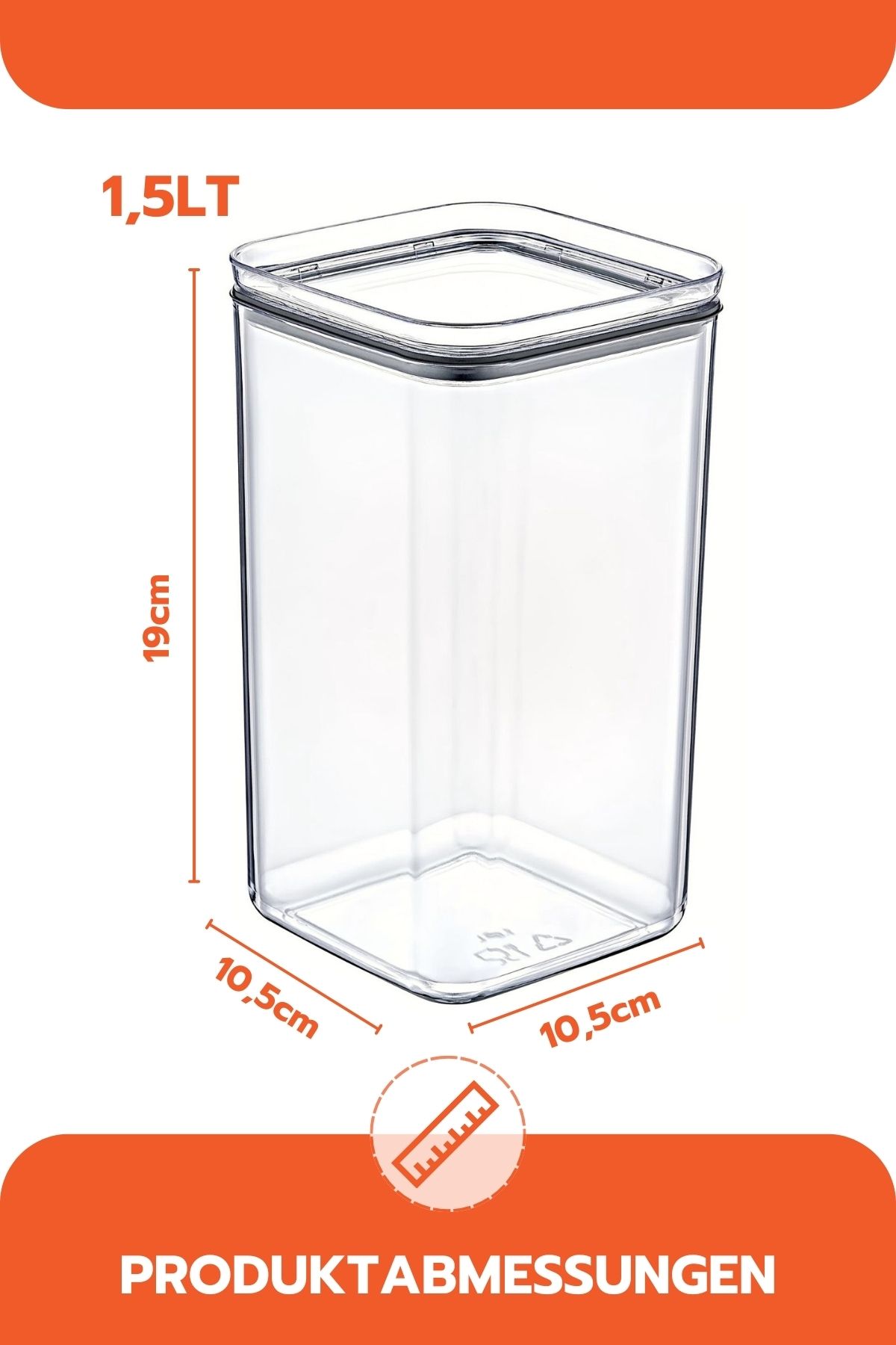 Ginza Maison-1.5 Lt Square Storage Container With Lid 3 Pieces 4