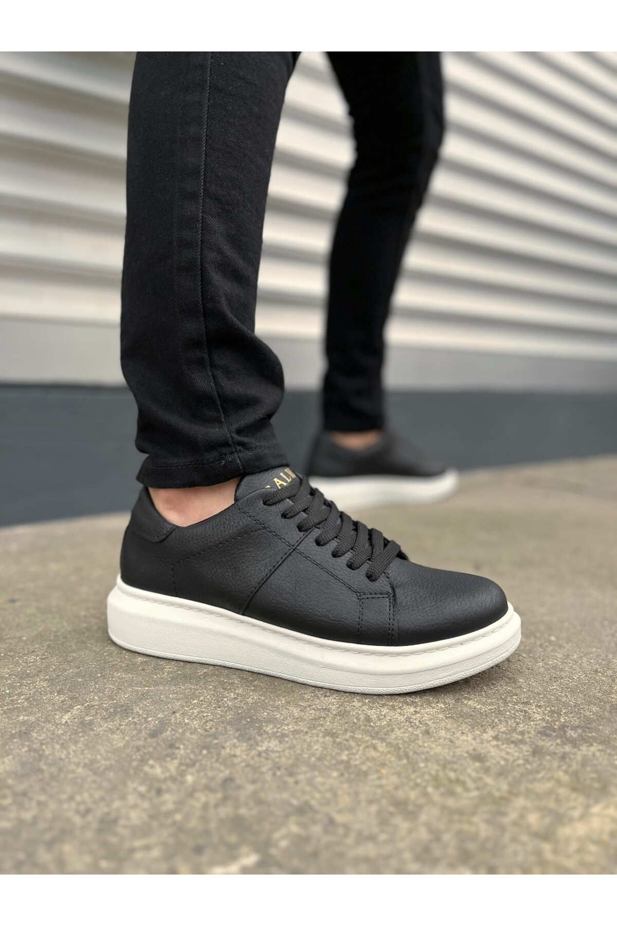 Zerenyus JY151 Boost Bağcıklı Erkek Günlük Sneaker Ayakkabı - Siyah Beyaz