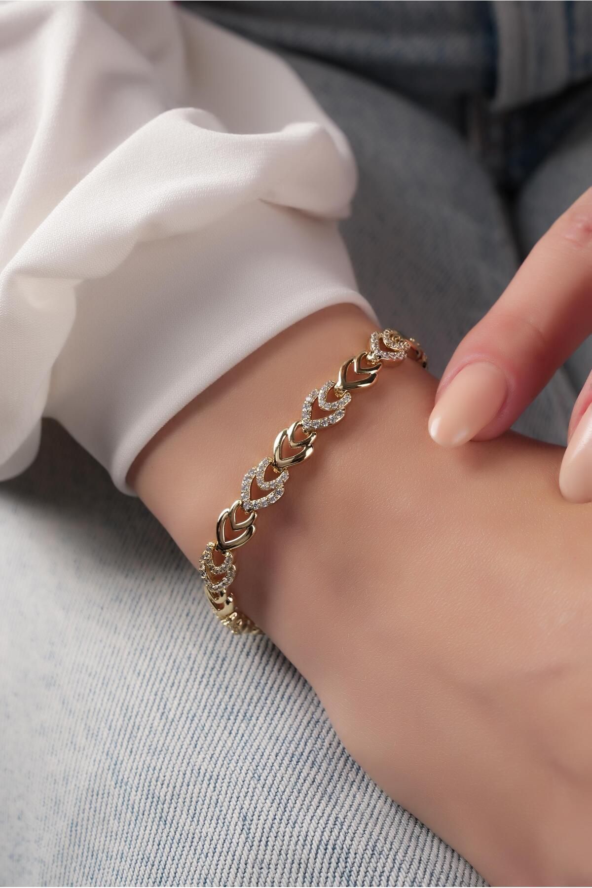 Çlk Accessories Xuping Renk Atmaz Taşlı Kalp Bileklik 70879
