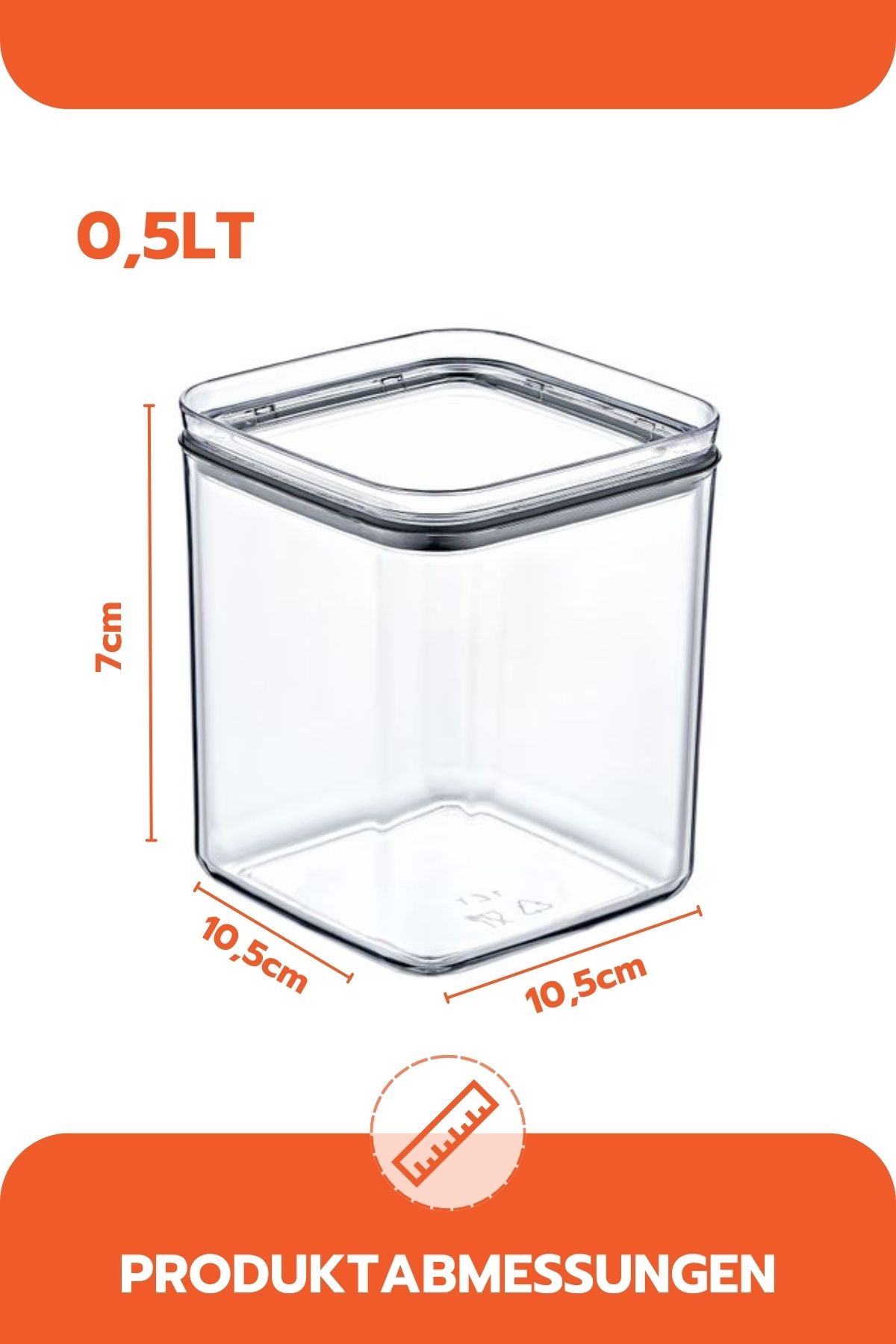 Ginza Maison-0.5 Lt Square Storage Container With Lid 3 Pieces 4