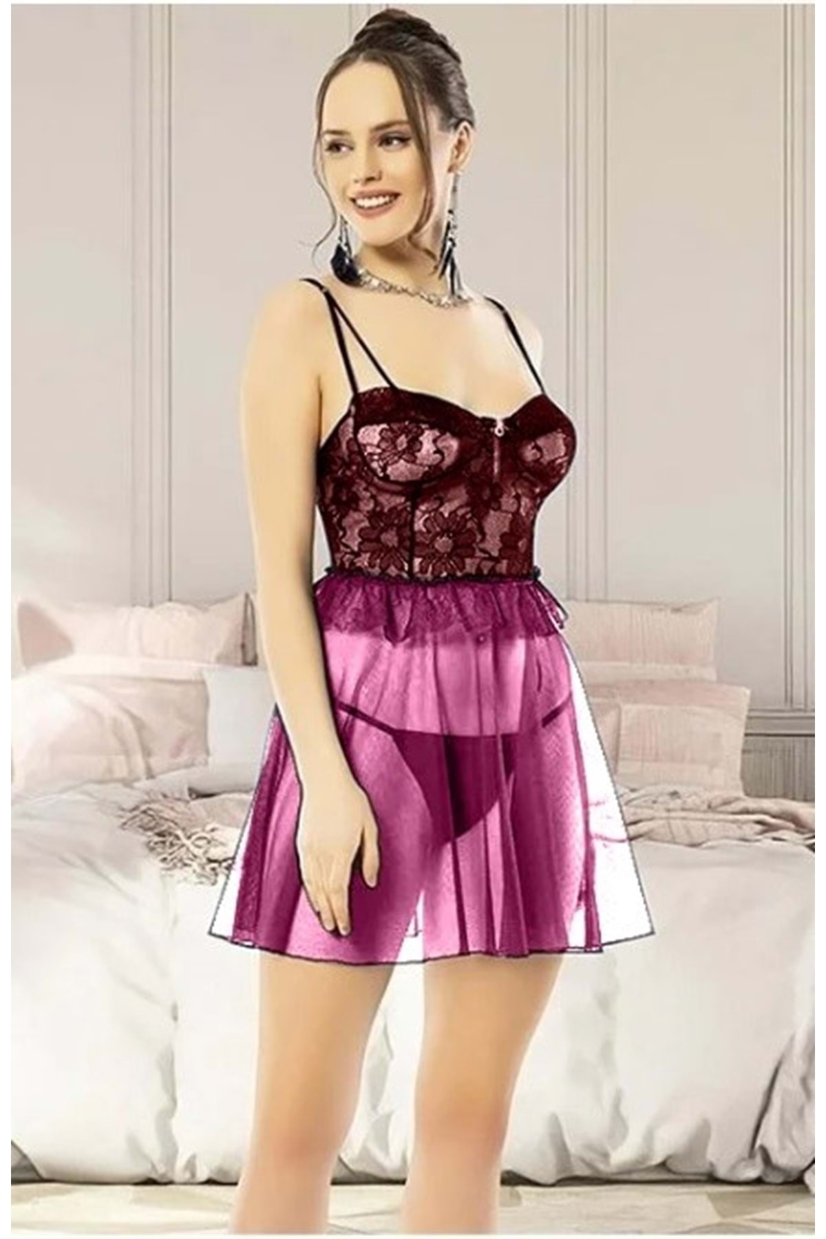 HOTFLİRT Gecelik 2961 FUŞYA