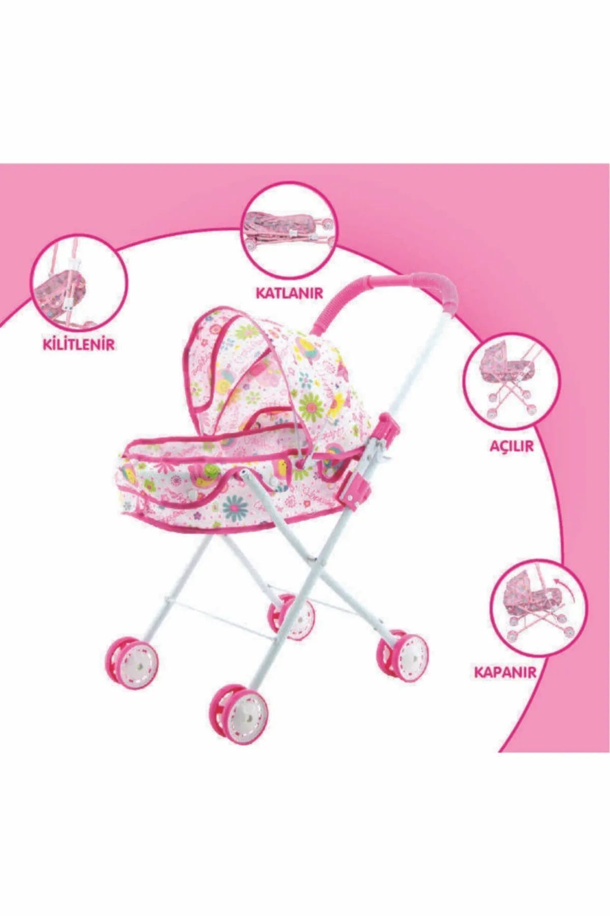 Brother Toys Yataklı Ve Tenteli Kaliteli Metal Oyuncak Puset Bebek Arabası fotoğrafı 3 (önizleme)