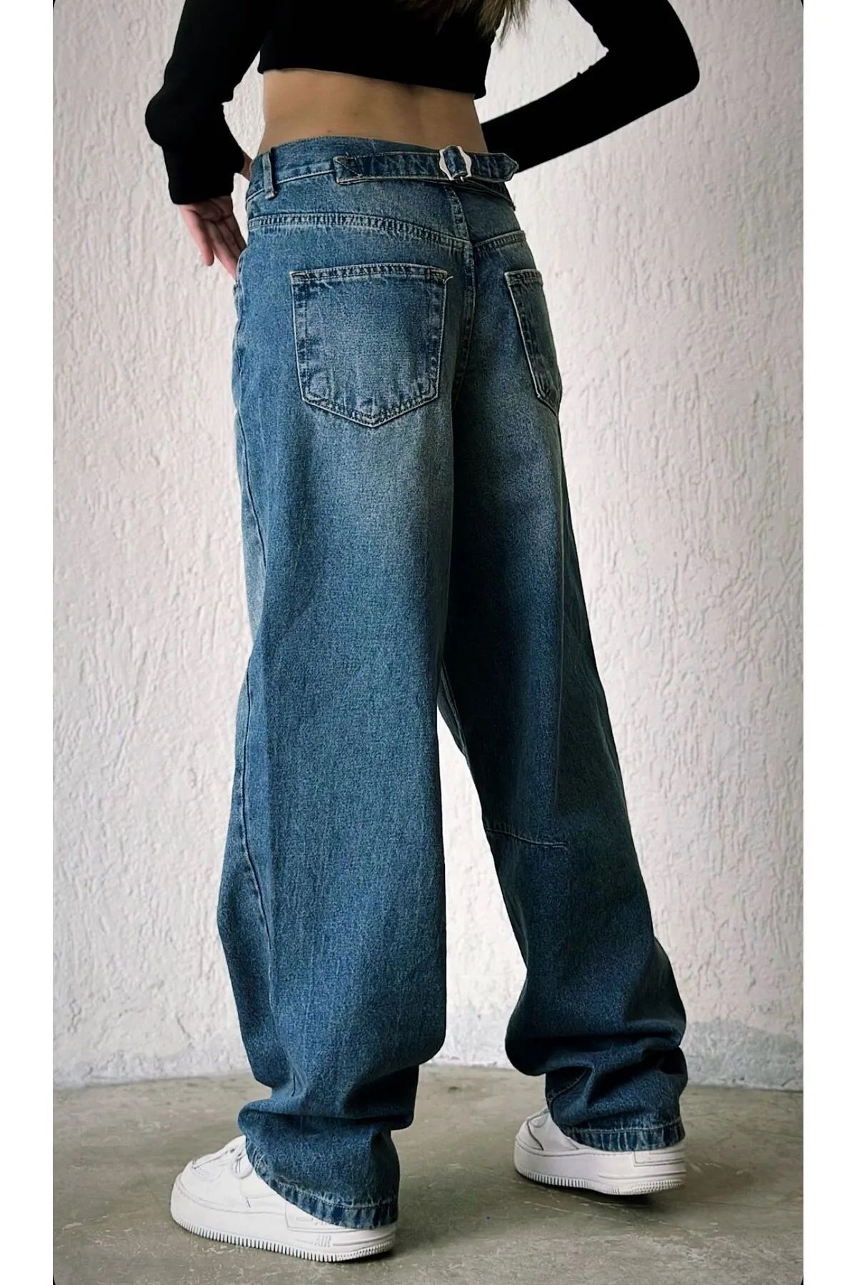BİRDALİFE WEAR Tibet Baggy Kadın Soluk Efekt Vintage Yüksek Bel Wide Leg Jeanss