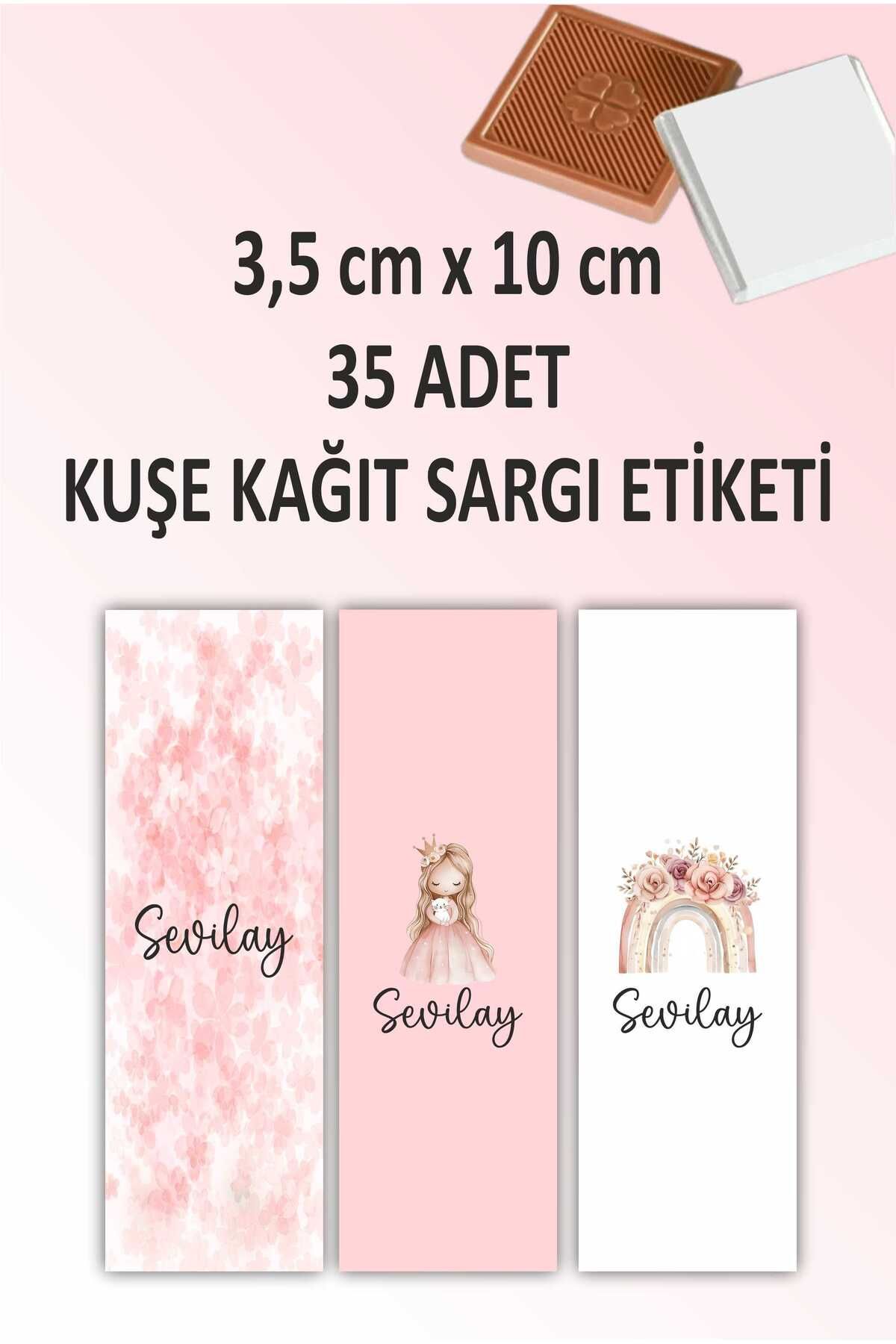 fırsatlar diyarı Özel Isimli Sargı Çikolata Etiketi - Prenses Tema - Kesimli Parlak Kuşe Sticker - 35 Adet