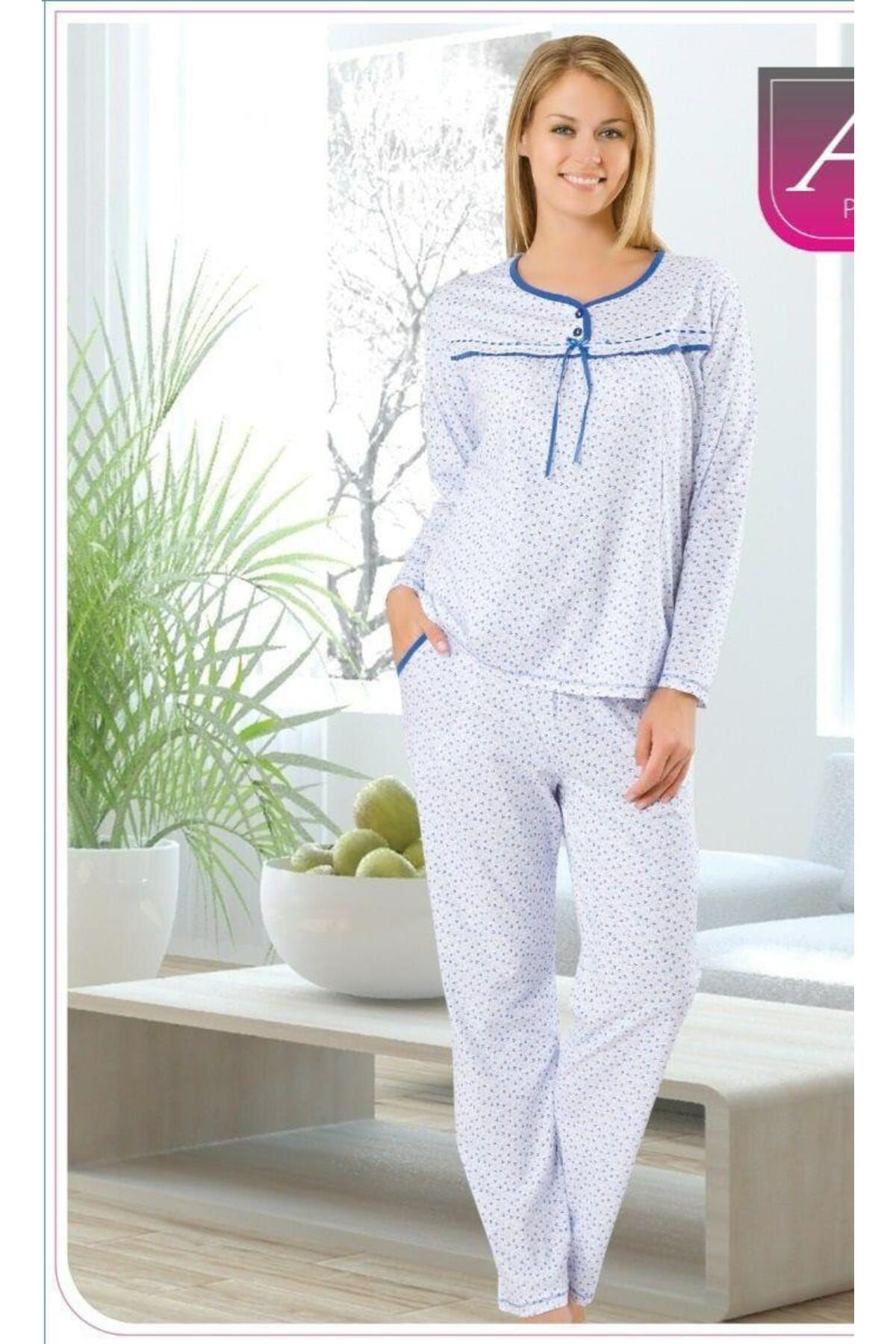 giyoon Kadın Desenli Uzun Kollu Pijama Takımı