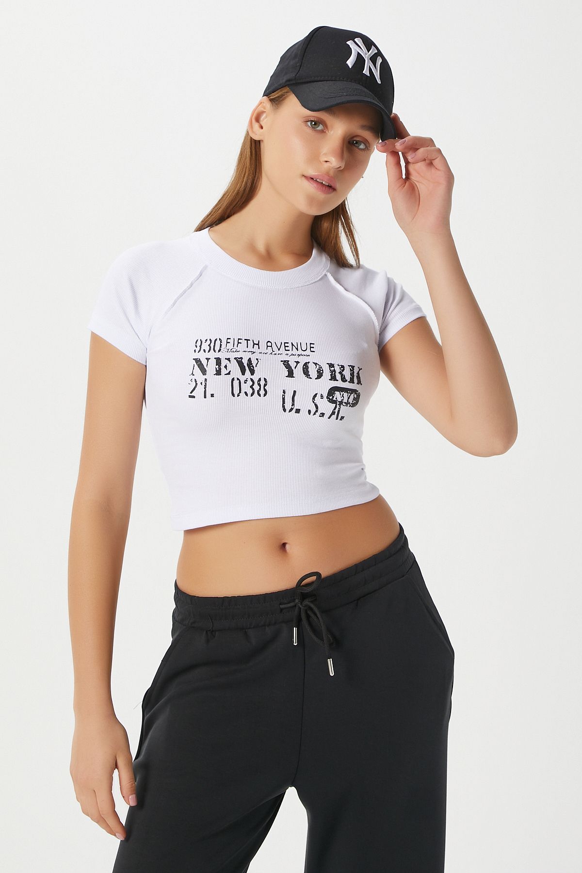 Ritnice Kadın Fifth Yıkamalı Beyaz Crop Top
