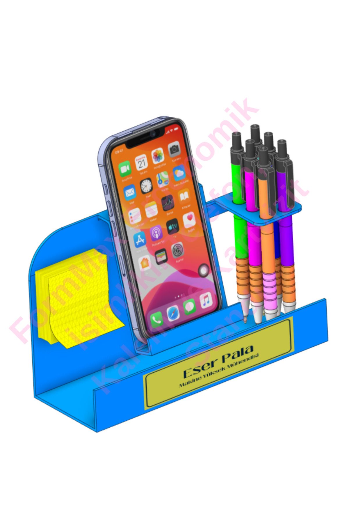 Bornova Reklam Merkezi FormMax Ergonomik İsimlikli Telefon, Kalem ve Kartvizit Standı - FES0024