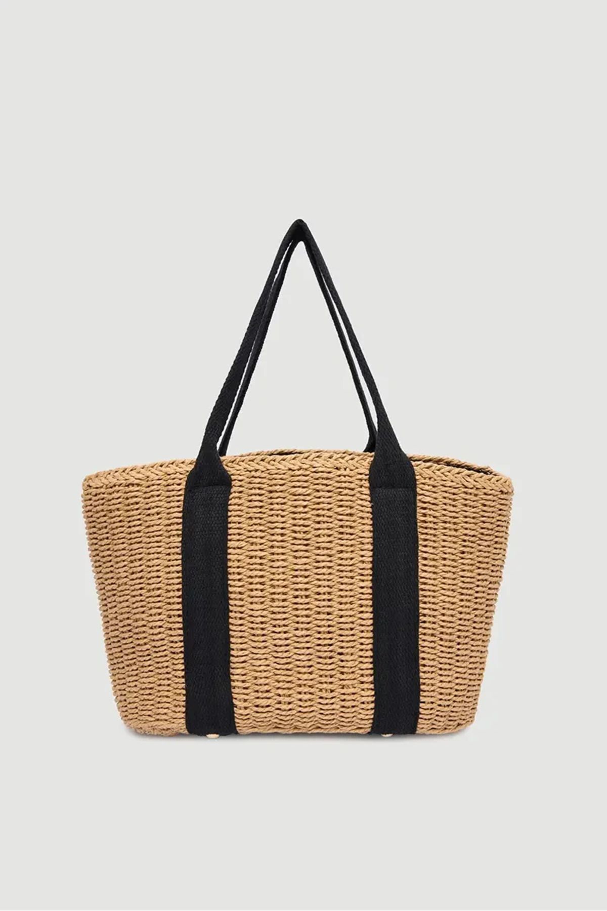 Gusto-Camel Straw Beach Bag 1