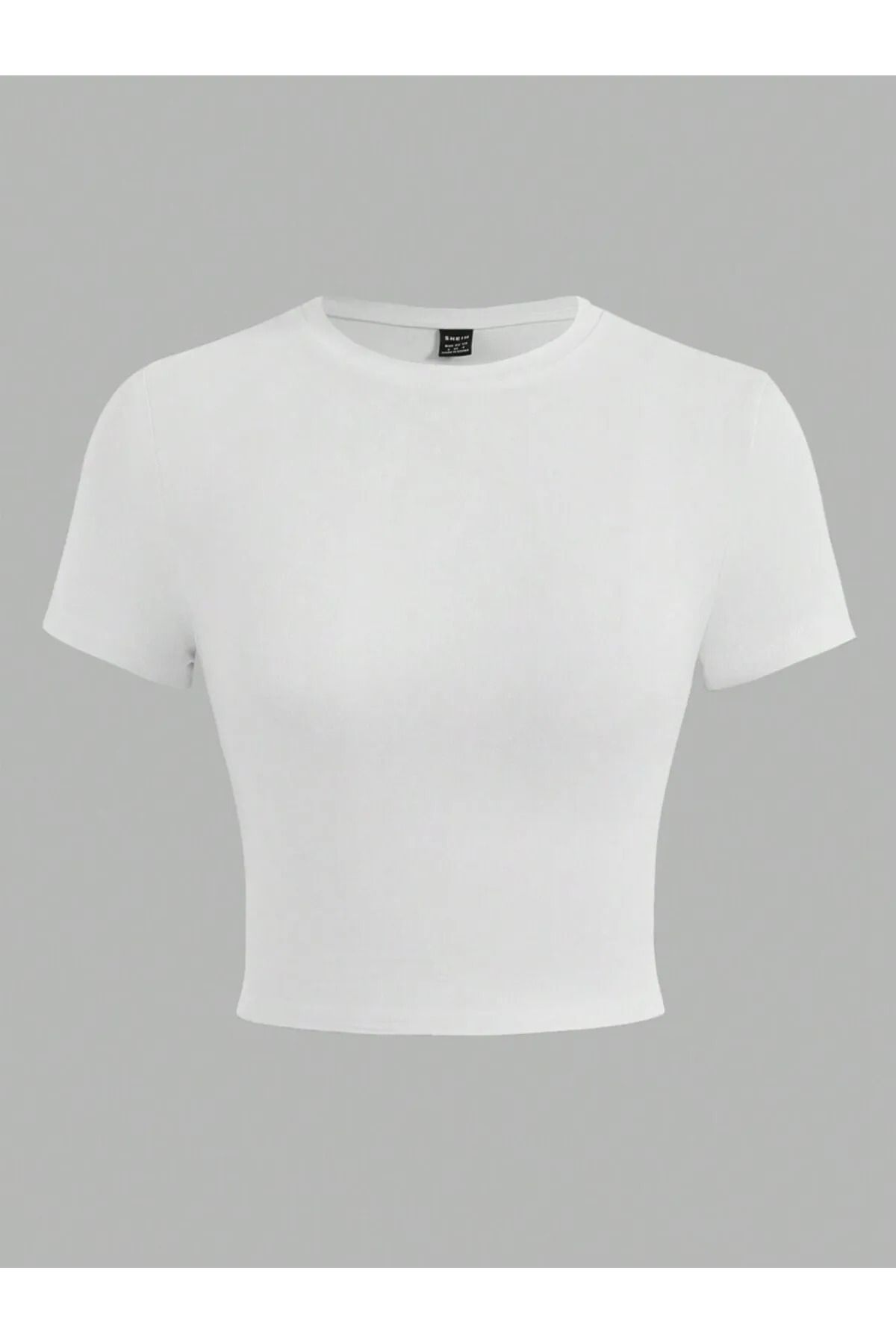 ZİYMO Kadın Bisiklet Yaka Likralı Kısa Kol Body Crop Bluz