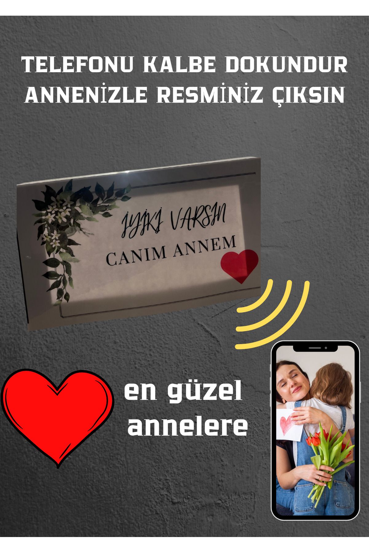 medaksesuars Anneler Günü Işıklı ve Nfc Özellikli Akıllı Masa Üstü Tablosu