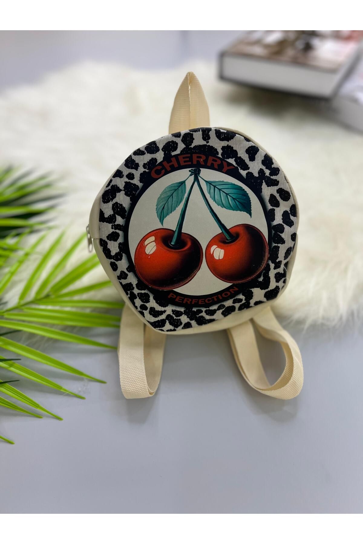 mislina kids Kiraz Desenli Leopar Mini Sırt Çantası – 3/6 Yaş
