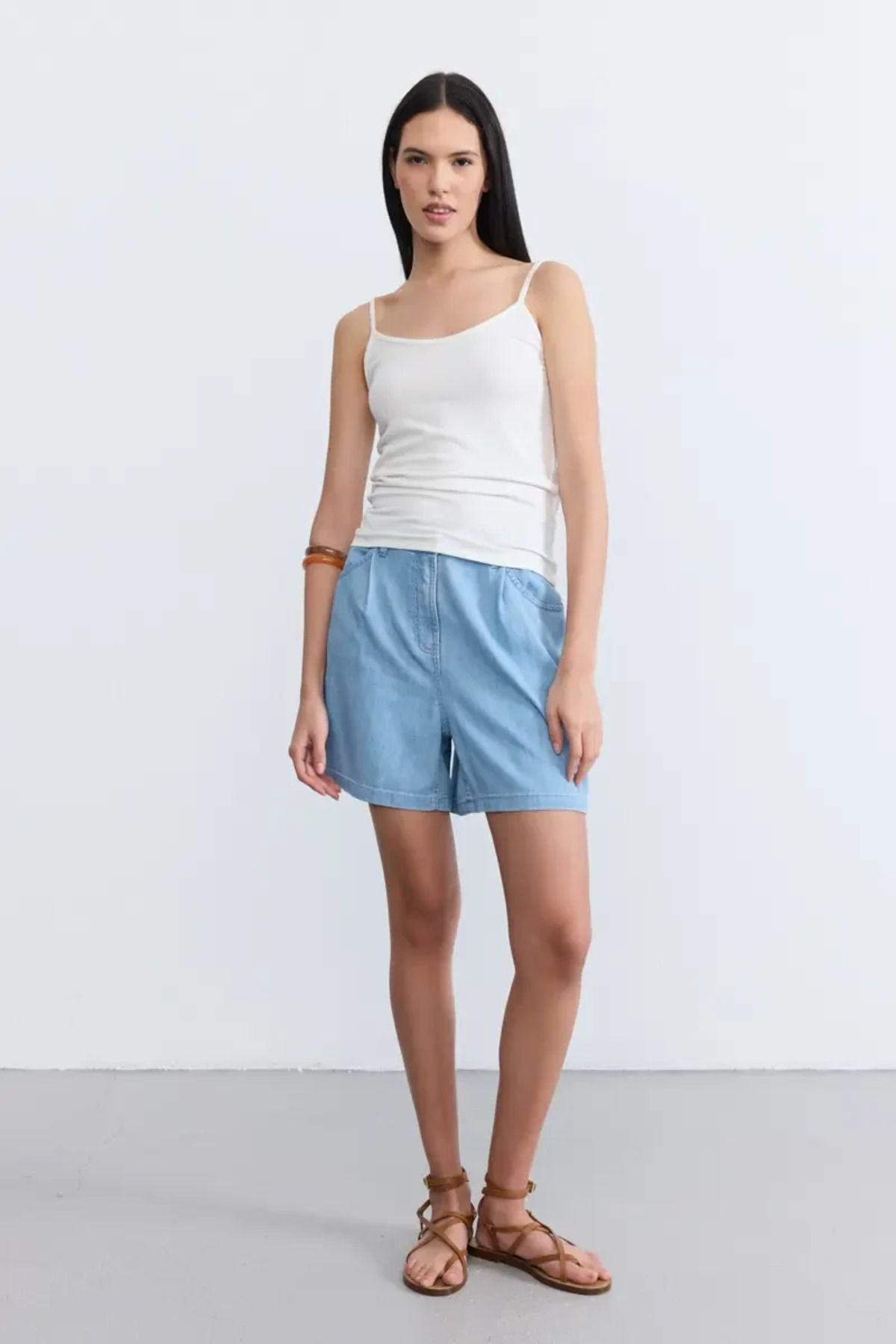 Gusto-Thin Strap Viscose Undershirt - Ecru 2