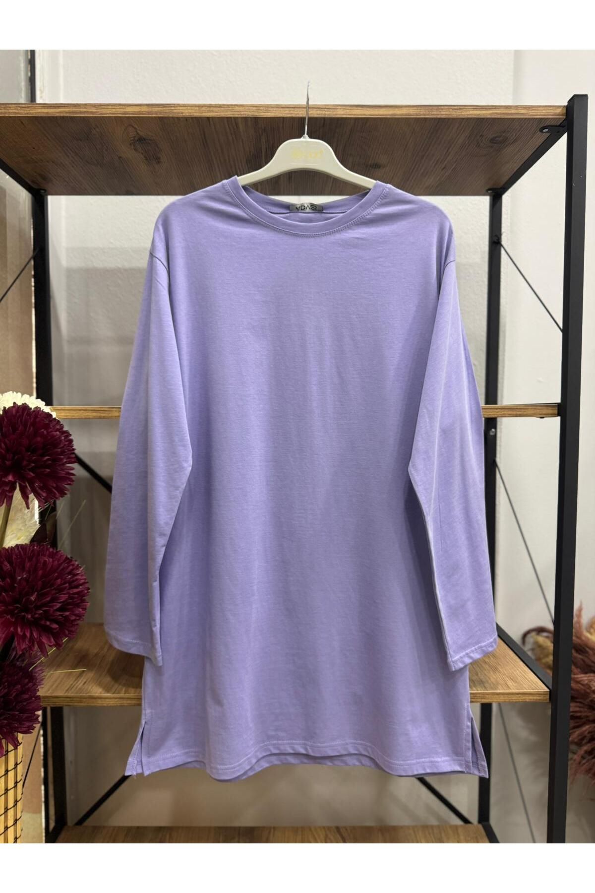 ÖZNE BUTİK Kadın %100 Pamuklu Bisiklet Yaka Basic Penye Tunik