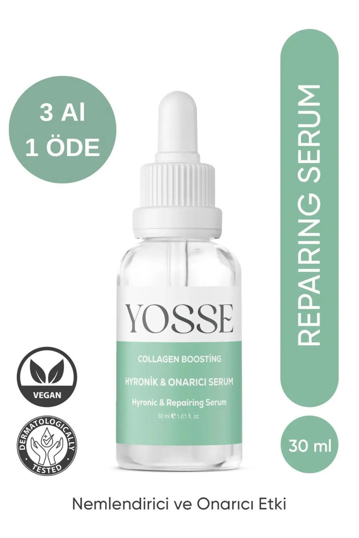 YOSSE Onarıcı ve Nemlendirici Güç 8D Hyaluronik Asit, Panthenol ve Niacinamide Etkili Serum
