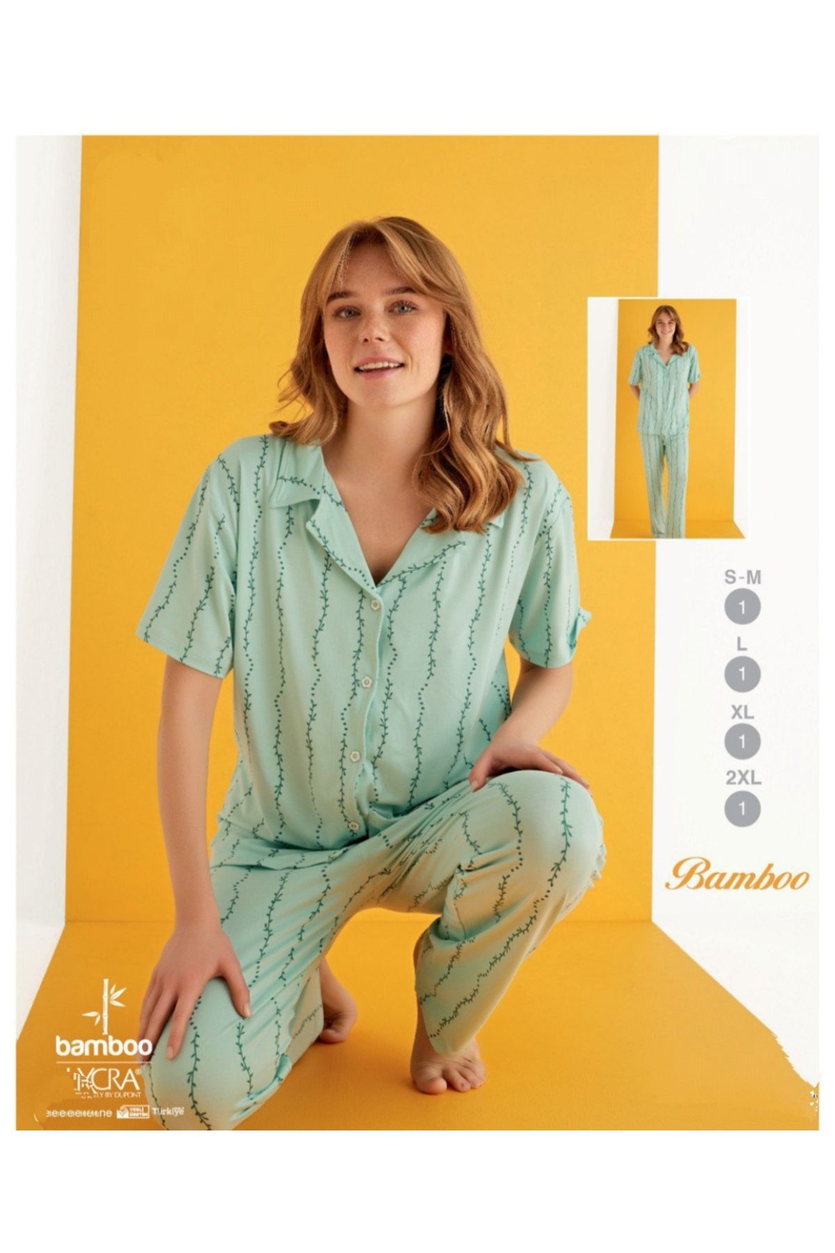 LUCKY MARS Su Yeşili Pijama Takımı