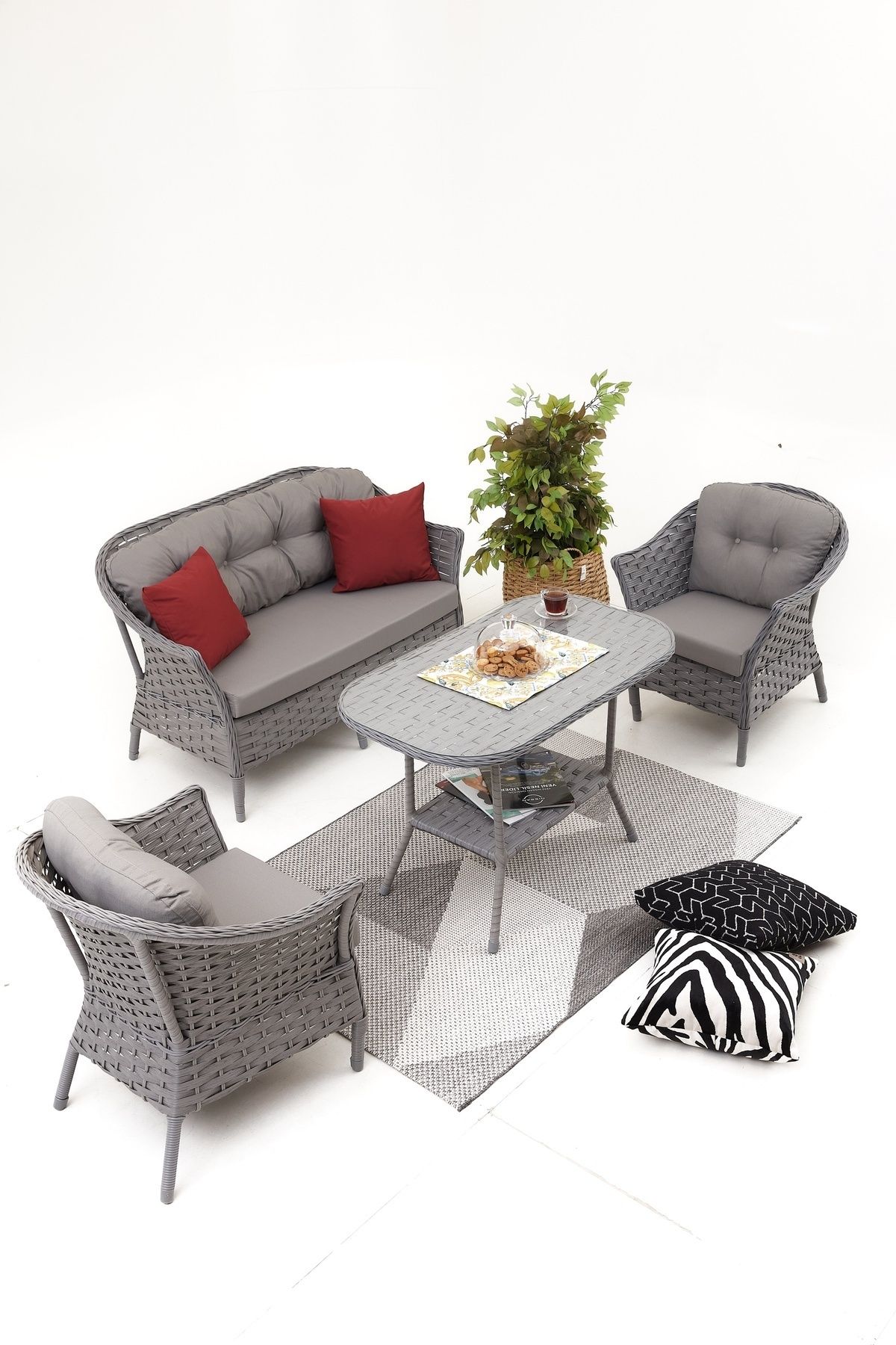 KARDELEN RATTAN BAHÇE BALKON OTURMA GRUBU (2+1+1+MASA )