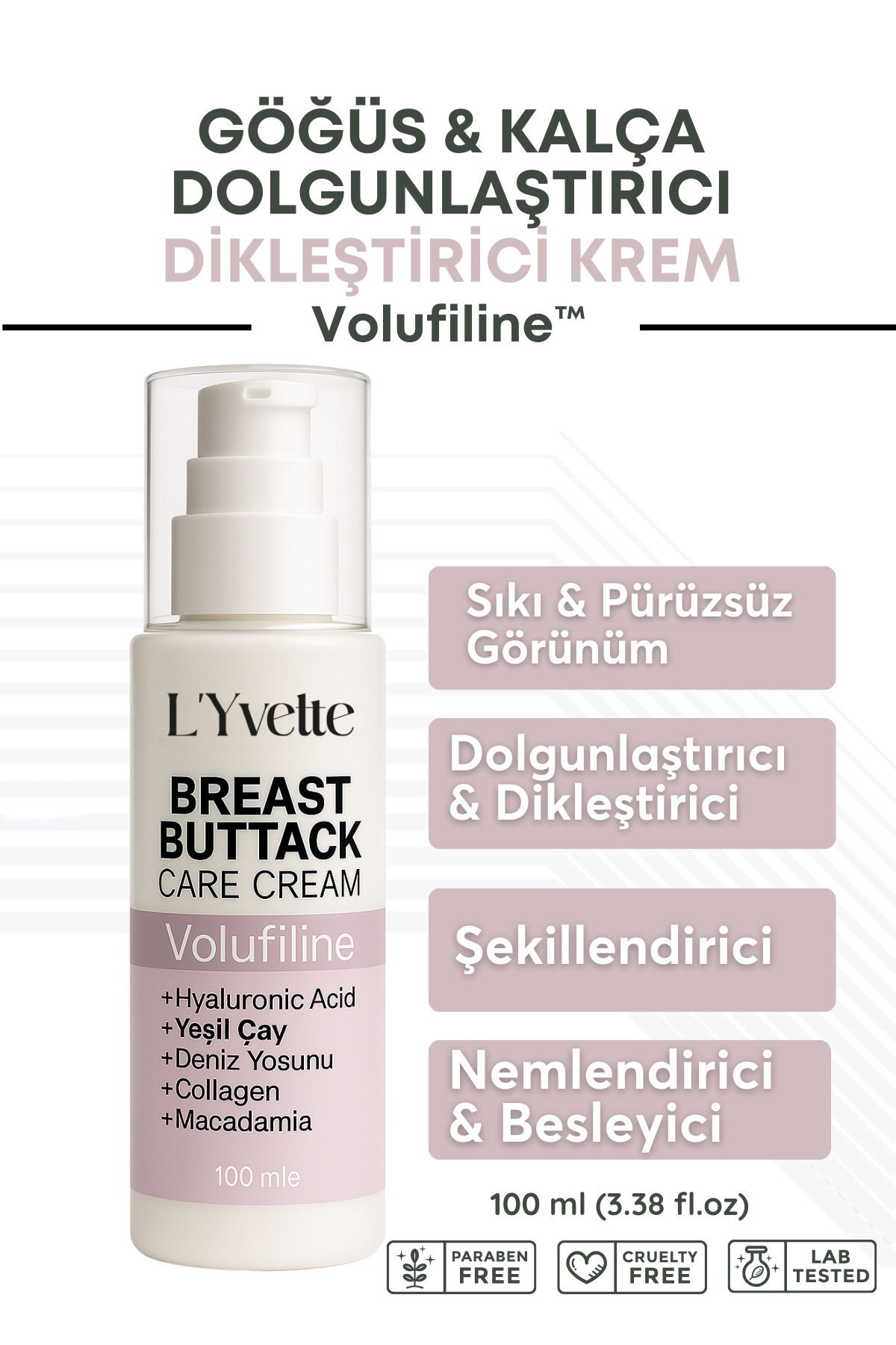L'Yvette Volufiline Içeren Göğüs Ve Kalça Dolgunlaştırıcı & Dikleştirici Şekil Verici Krem