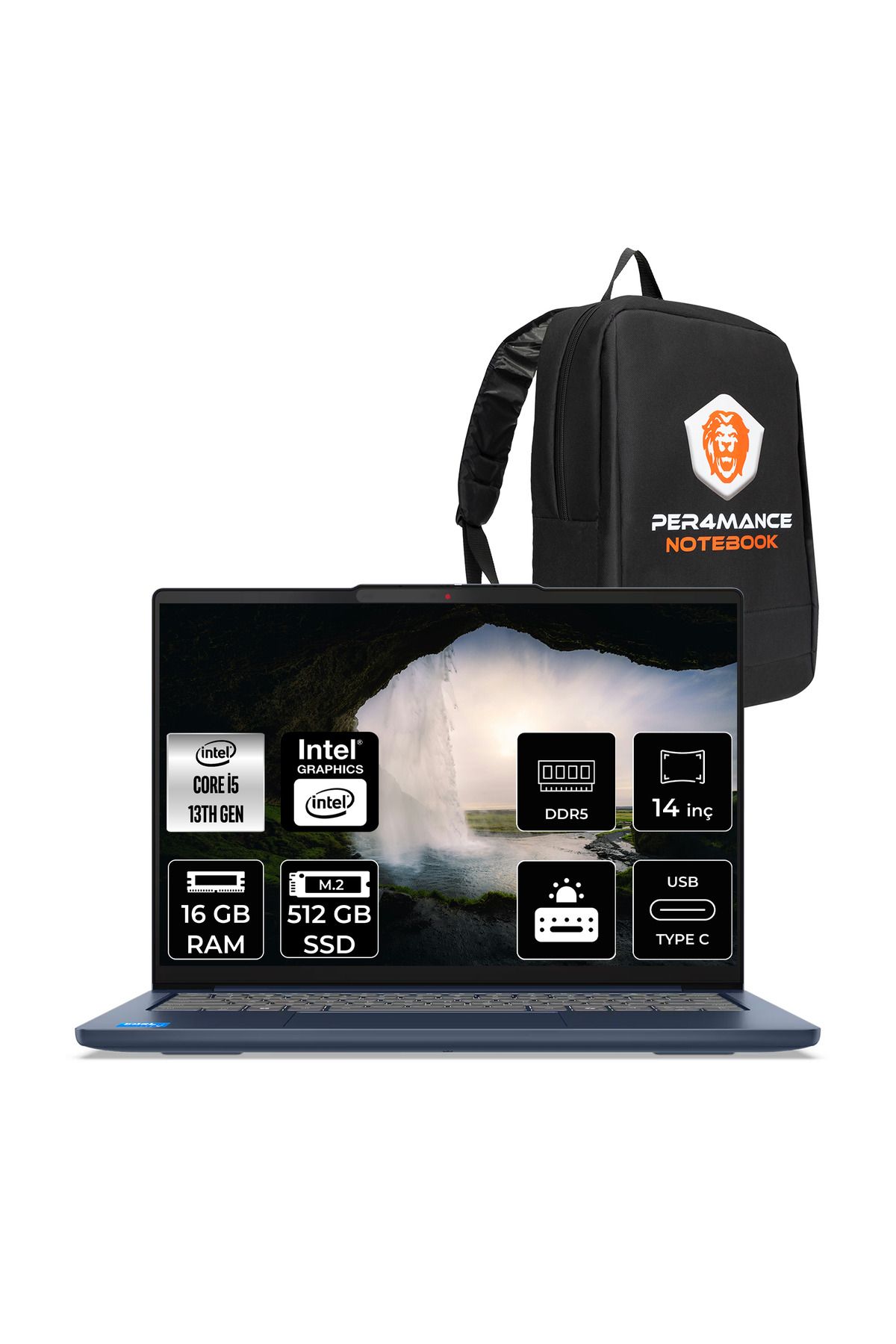 LENOVO Ideapad Slim 5 i5-13420H 16GB DDR5 512GB SSD UHD Graphics 14'' WUXGA OLED FDOS Dizüstü Laptop