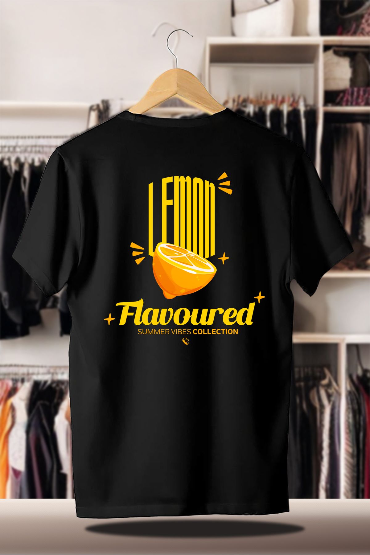 C&C OKULCUNUZ Pamuklu Oversize Baskılı 3 İplik Şardonlu Siyah T-Shirt | Summer Yaz Lemon Limon Flavoured